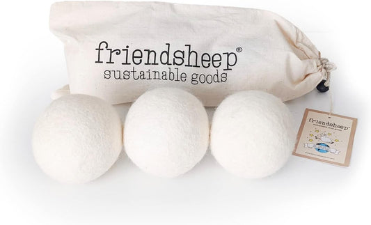 Friendsheep Wool Dryer Balls, Organic Reusable Fabric Softener Alternative for Laundry, Handmade