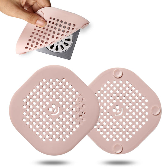 2 Pack Drain Cover Hair Catcher Sturdy Silicone Drain Protector Hair Stopper for Shower Kitchen