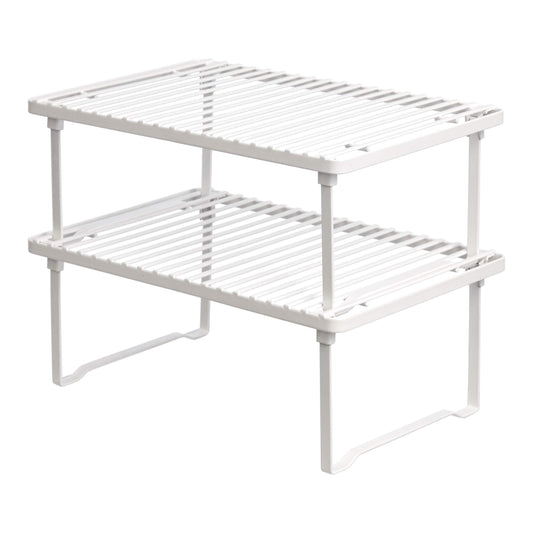 Amazon Basics Space-Saving Stackable Metal Kitchen Cabinet Organizer Shelves for Dishes, Pantry