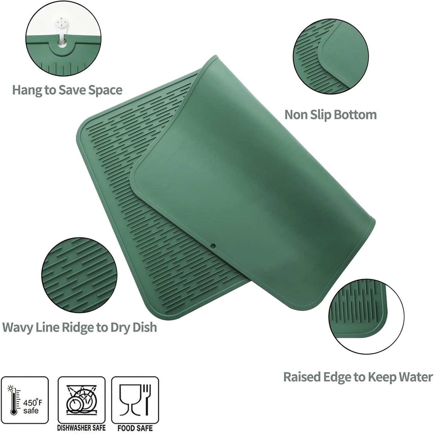 Silicone Dish Drying Mat for Multiple Usage,Easy clean,Eco-friendly,Heat-resistant Silicone Mat for