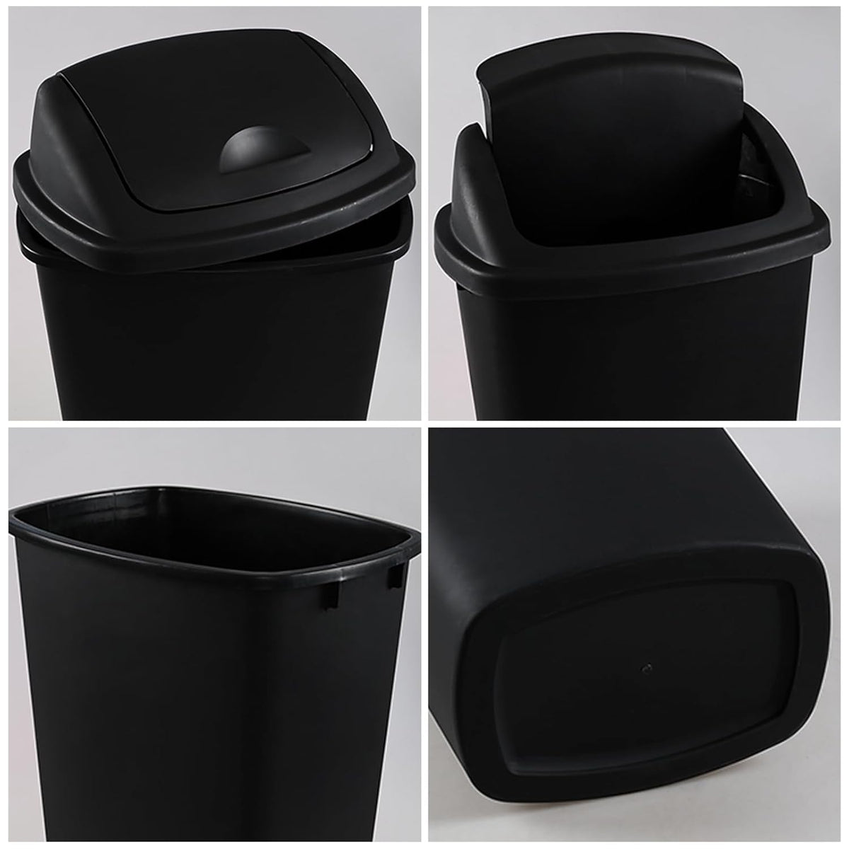 Teyyvn 13 Gallon Tall Kitchen Swing Lid Garbage Container, Set of 4 Plastic Trash Bin with Swing