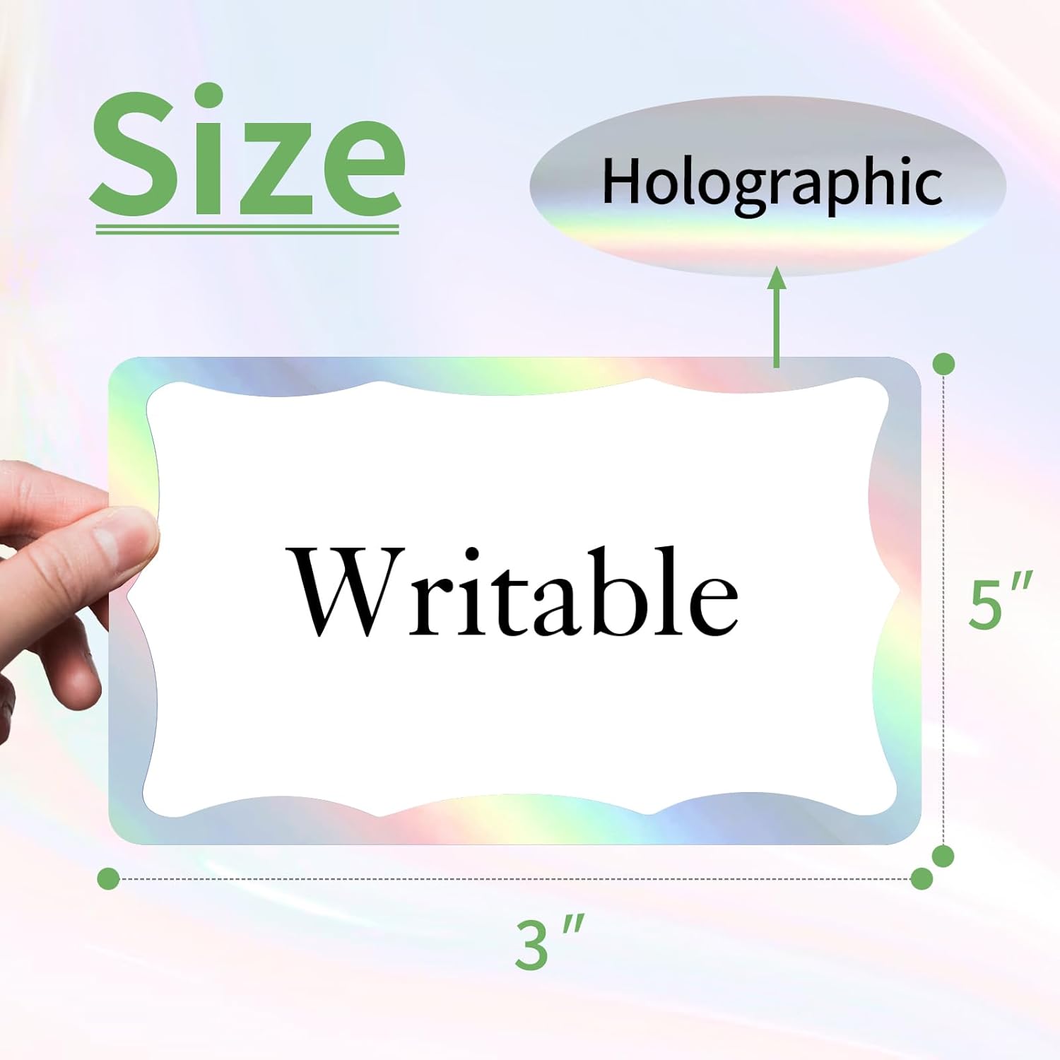 STARLIBOO Holographic Colored Labels Stickers, 3X5 Inch Removable Large Label Stickers for Moving