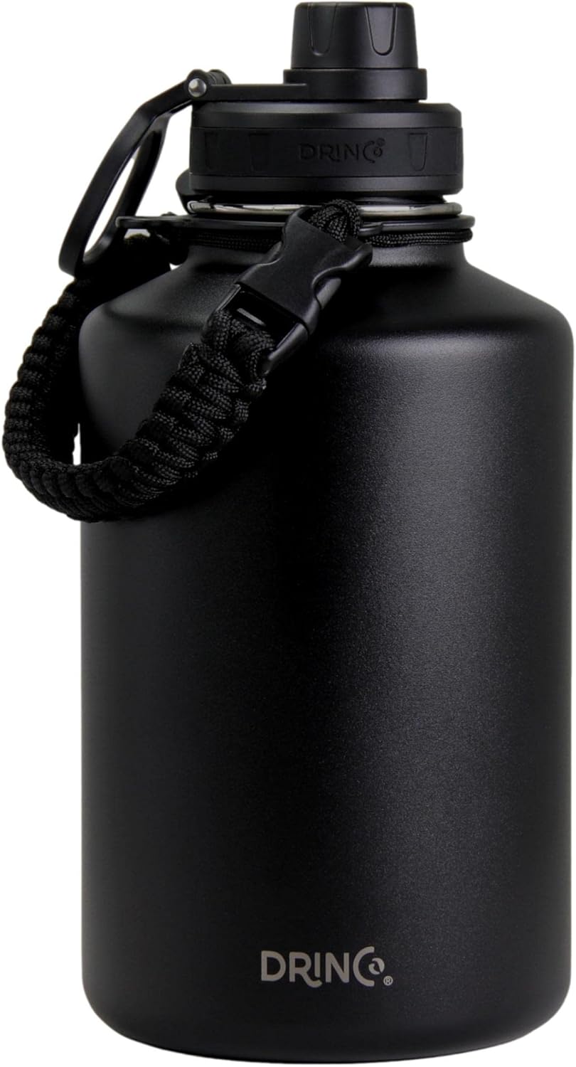 DRINCO Stainless Steel Water Bottle Spout Lid Vacuum Insulated Double Wall Water Bottles Wide Mouth