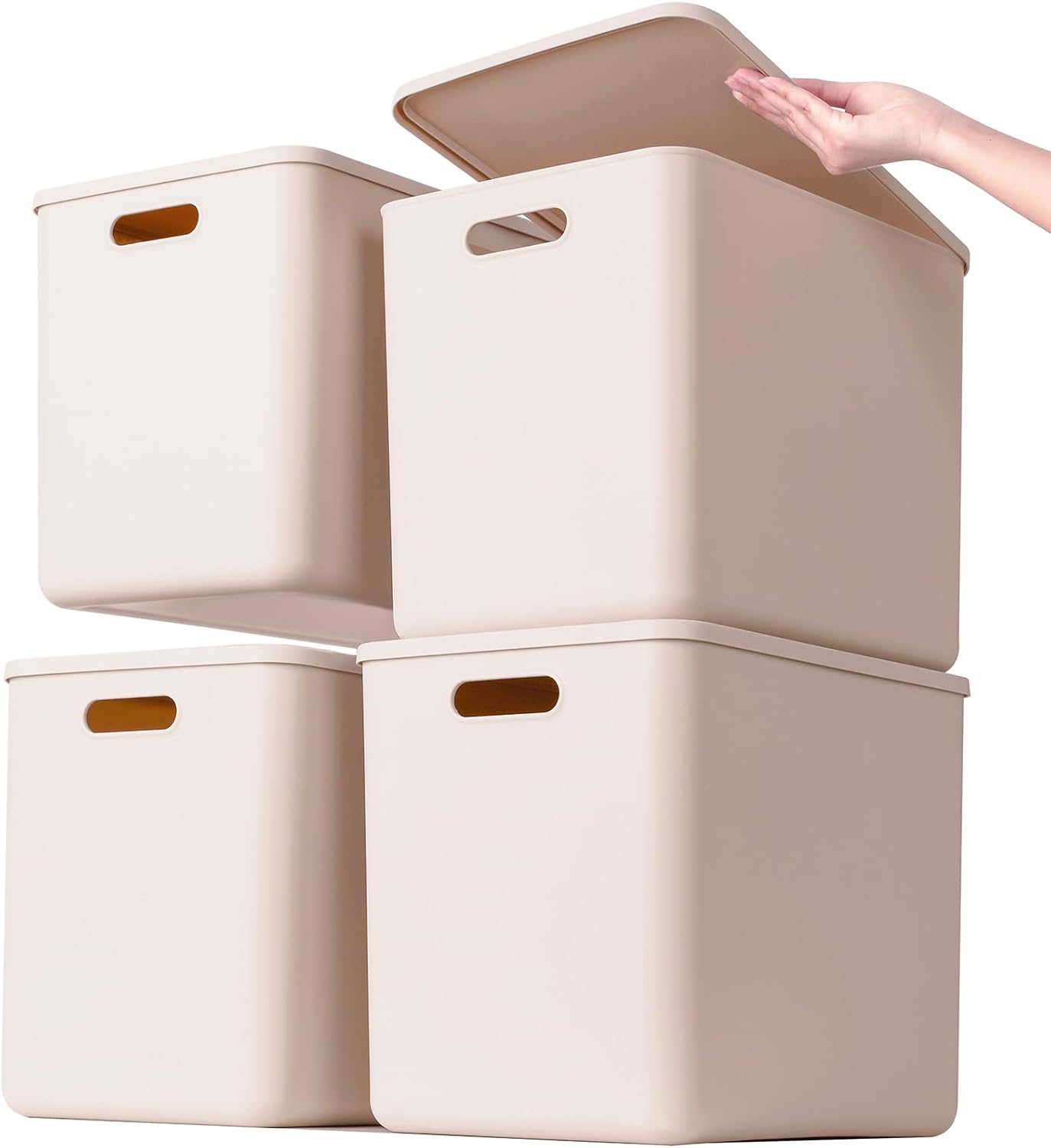 Plastic Storage Bins with lids,Storage Baskets,Container with handle,Storage Organizer Bins for
