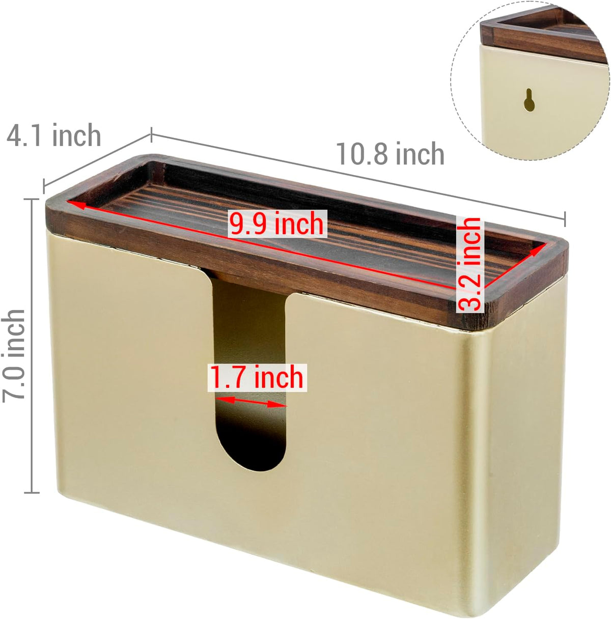 MyGift Deluxe Modern Brass Tone Metal Folded Commercial Paper Towel Holder with Burnt Solid Wood