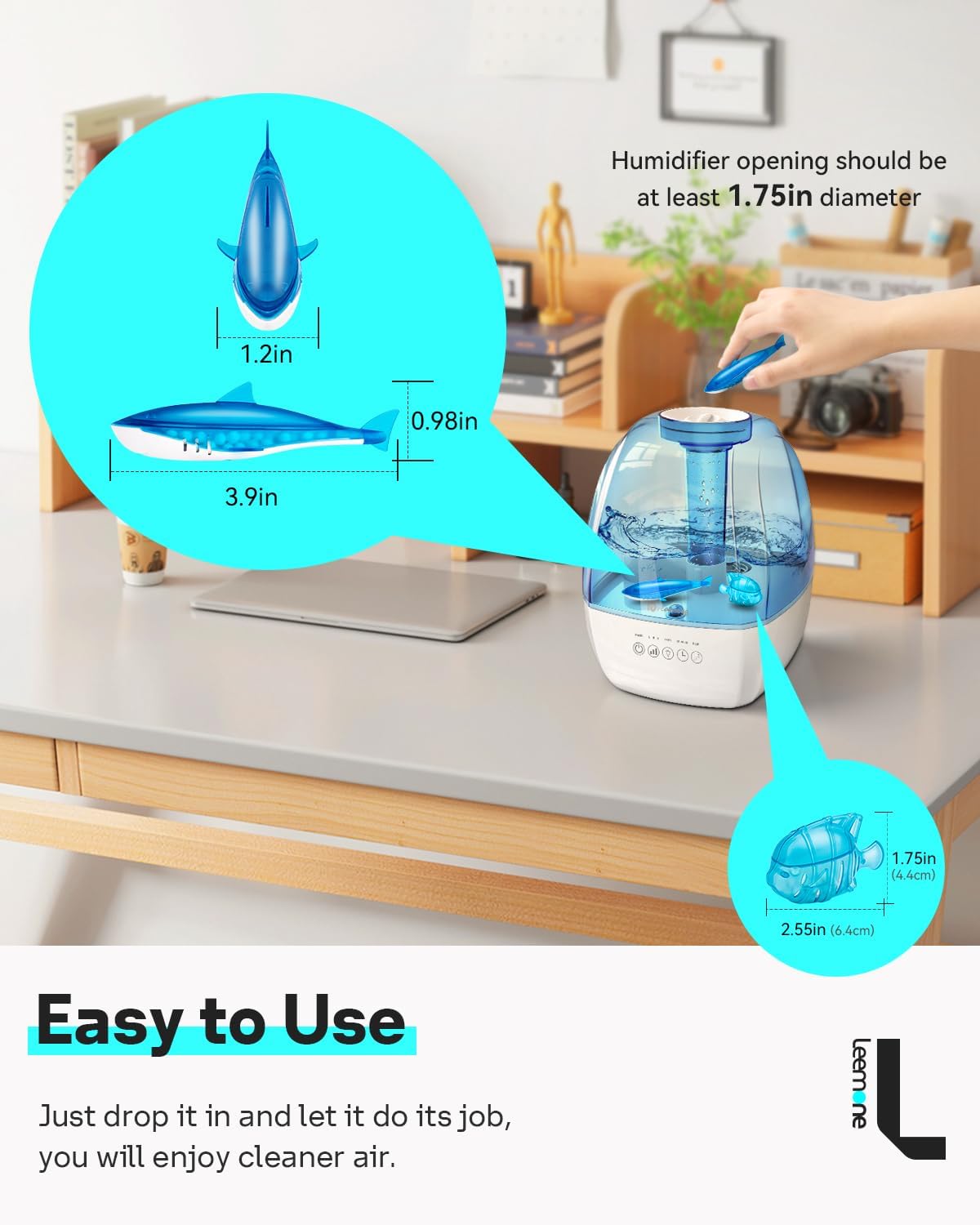 Leemone Humidifier Cleaner Float Shark & Fish -Humidifier Accessories Compatible with All