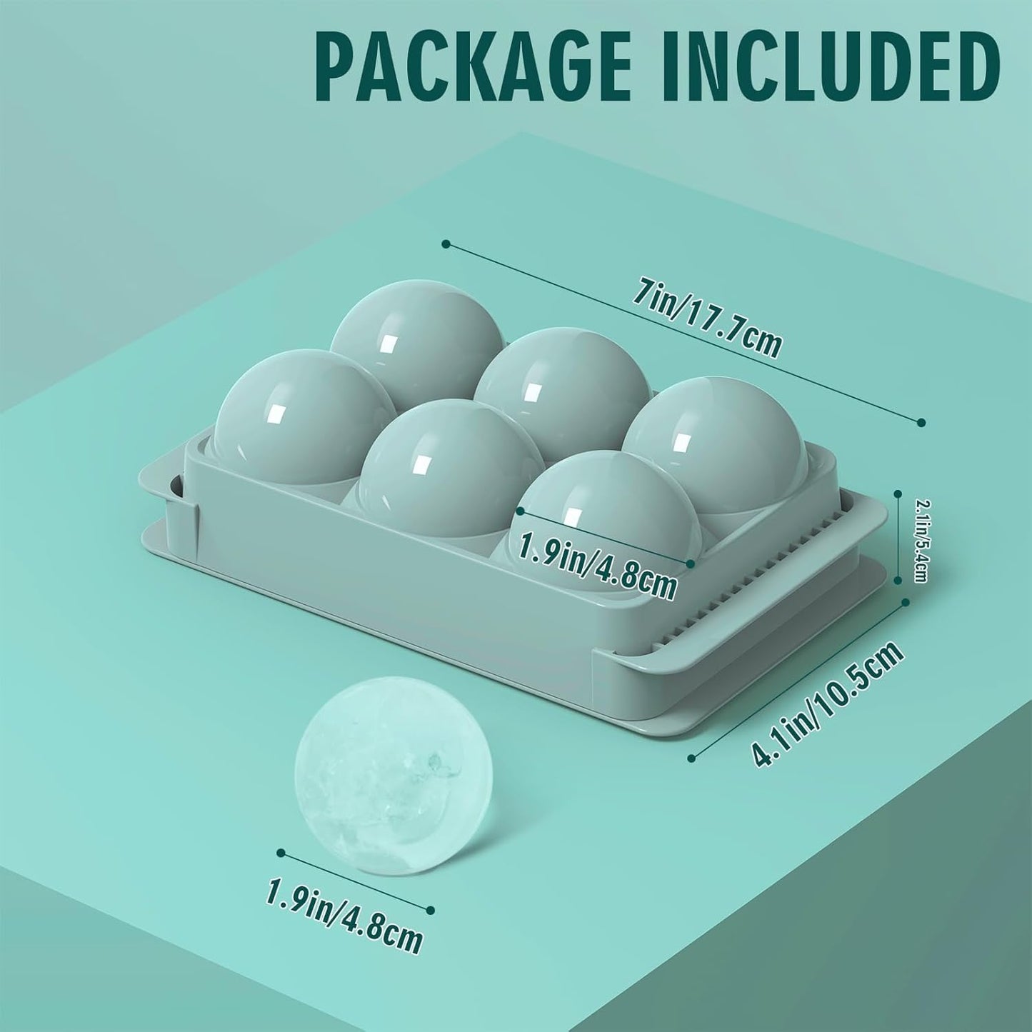 WIBIMEN Large Ice Cube Molds, Big Round Whiskey Ice Cube Trays for Freezer, Easy to Fill & Release