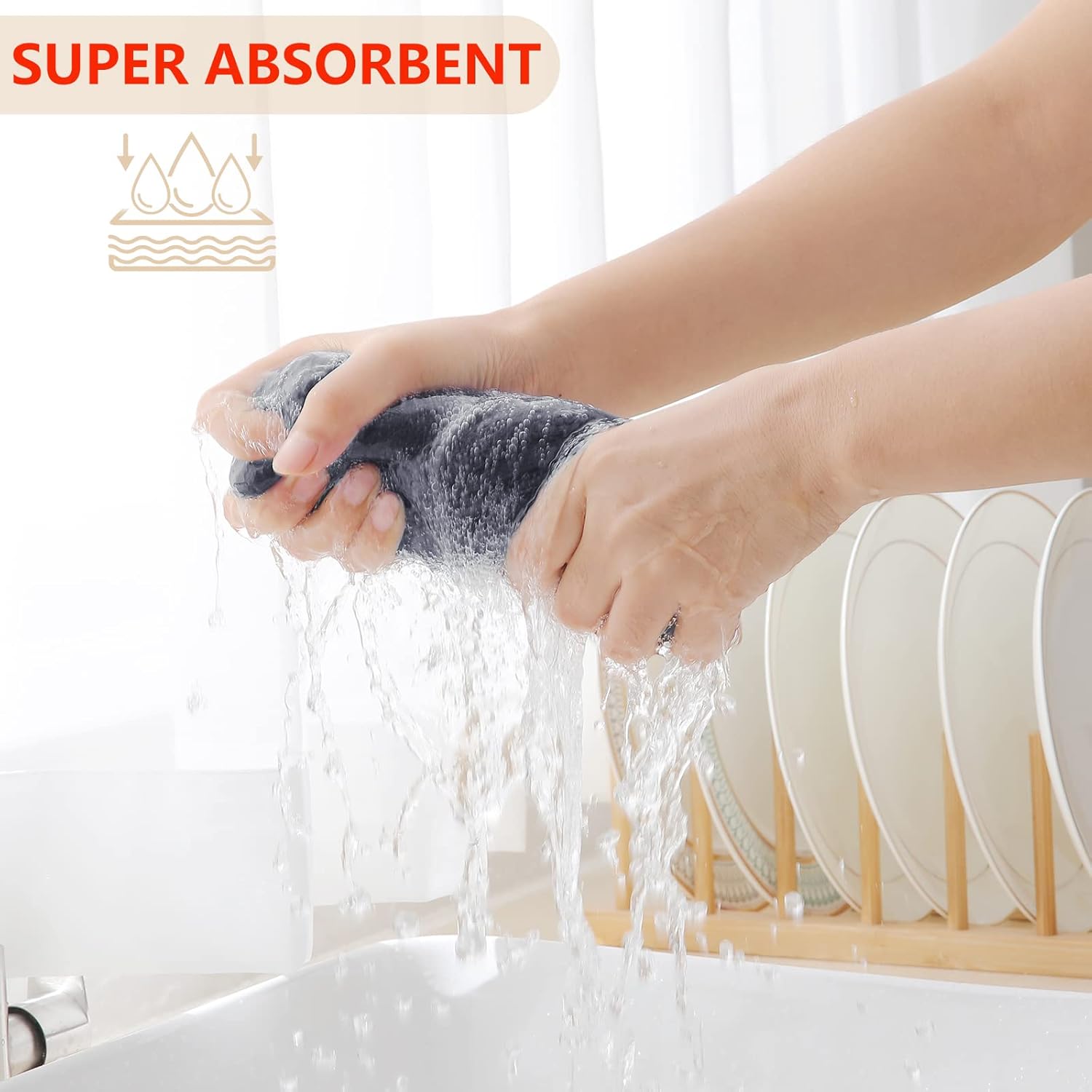 Homaxy 100% Cotton Waffle Weave Kitchen Dish Cloths, Ultra Soft Absorbent Quick Drying Dish Towels