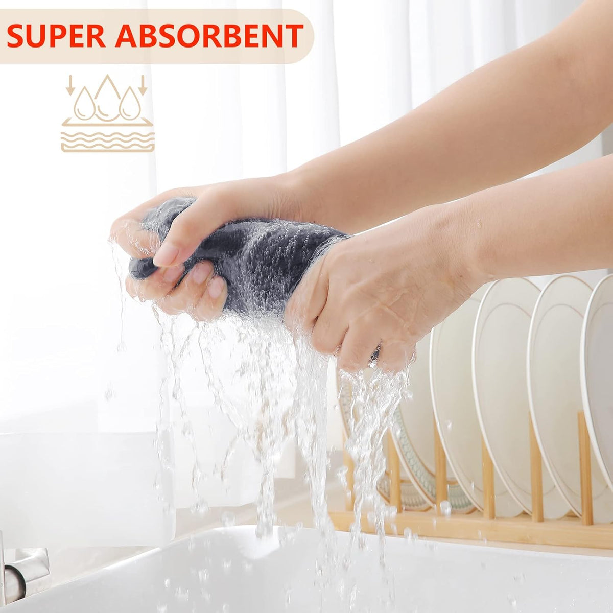 Homaxy 100% Cotton Waffle Weave Kitchen Dish Cloths, Ultra Soft Absorbent Quick Drying Dish Towels