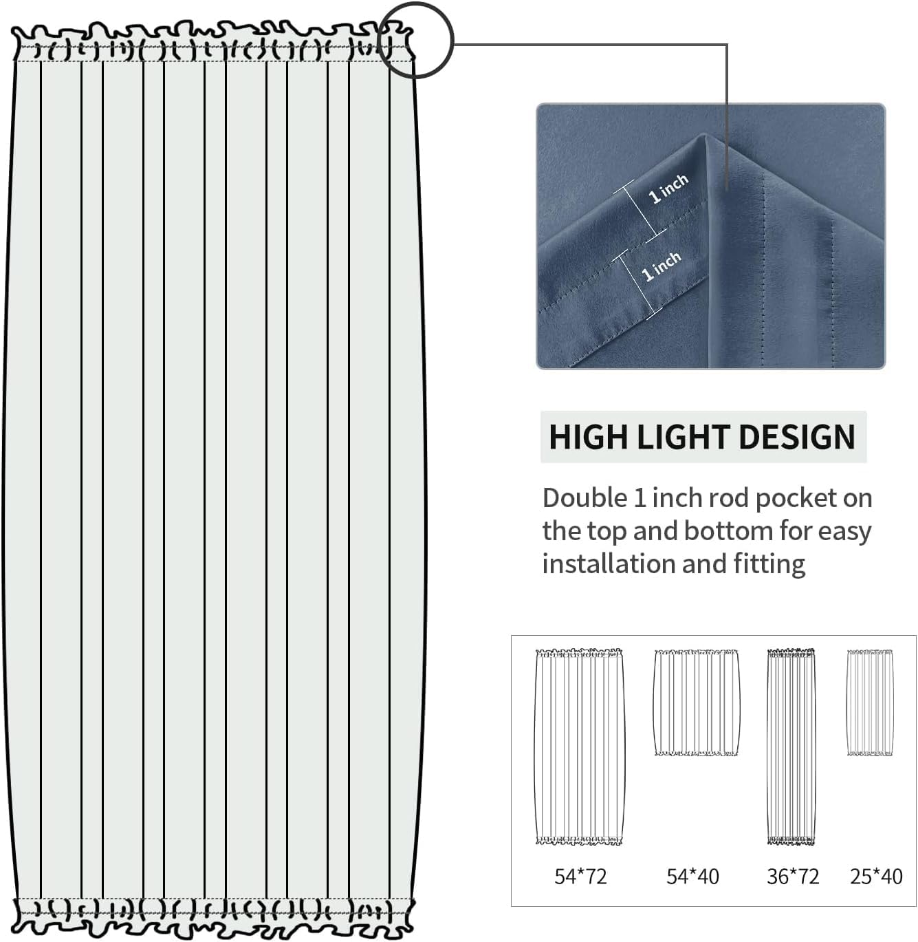 DWCN French Door Curtains – Rod Pocket Thermal Blackout Curtain for Doors with Glass Window