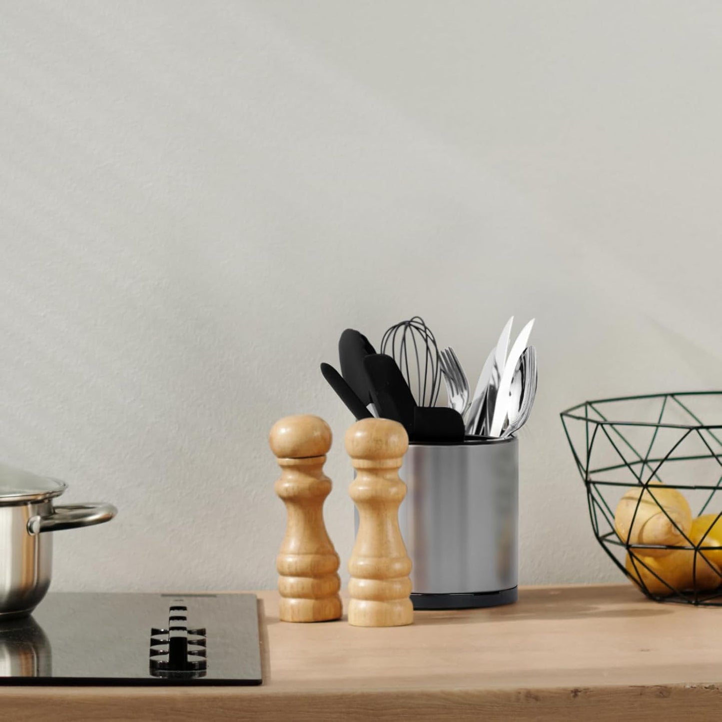 Silverware Caddy Cutlery Organizer for Countertop 360° Rotating Silverware Holder for Fork Knife