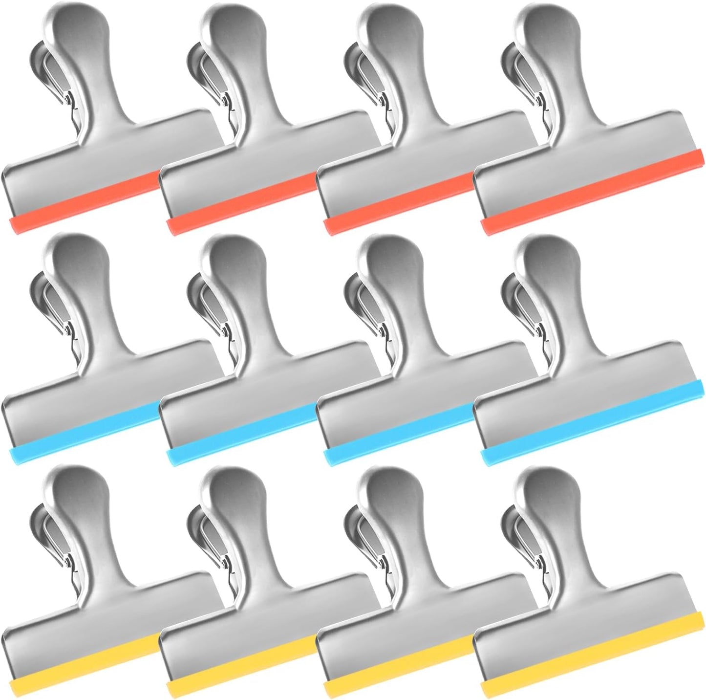 HOUSE AGAIN 12 Small Pack Stainless Steel Chip Bag Clips Covered with Silicone - NO More Sharp