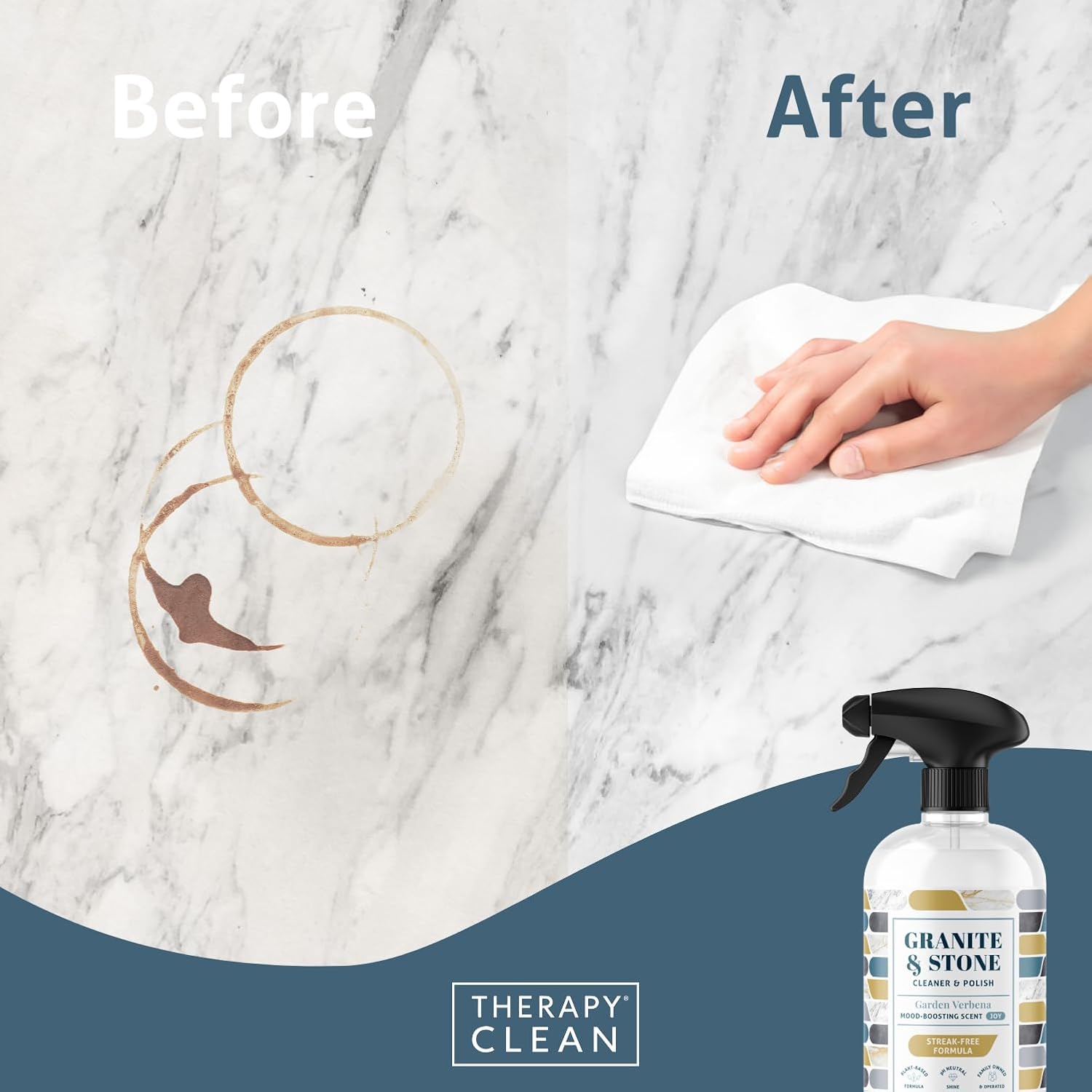 Therapy Granite Cleaner & Polish (2 Pack) - Granite Countertop Cleaner for Marble, Soapstone