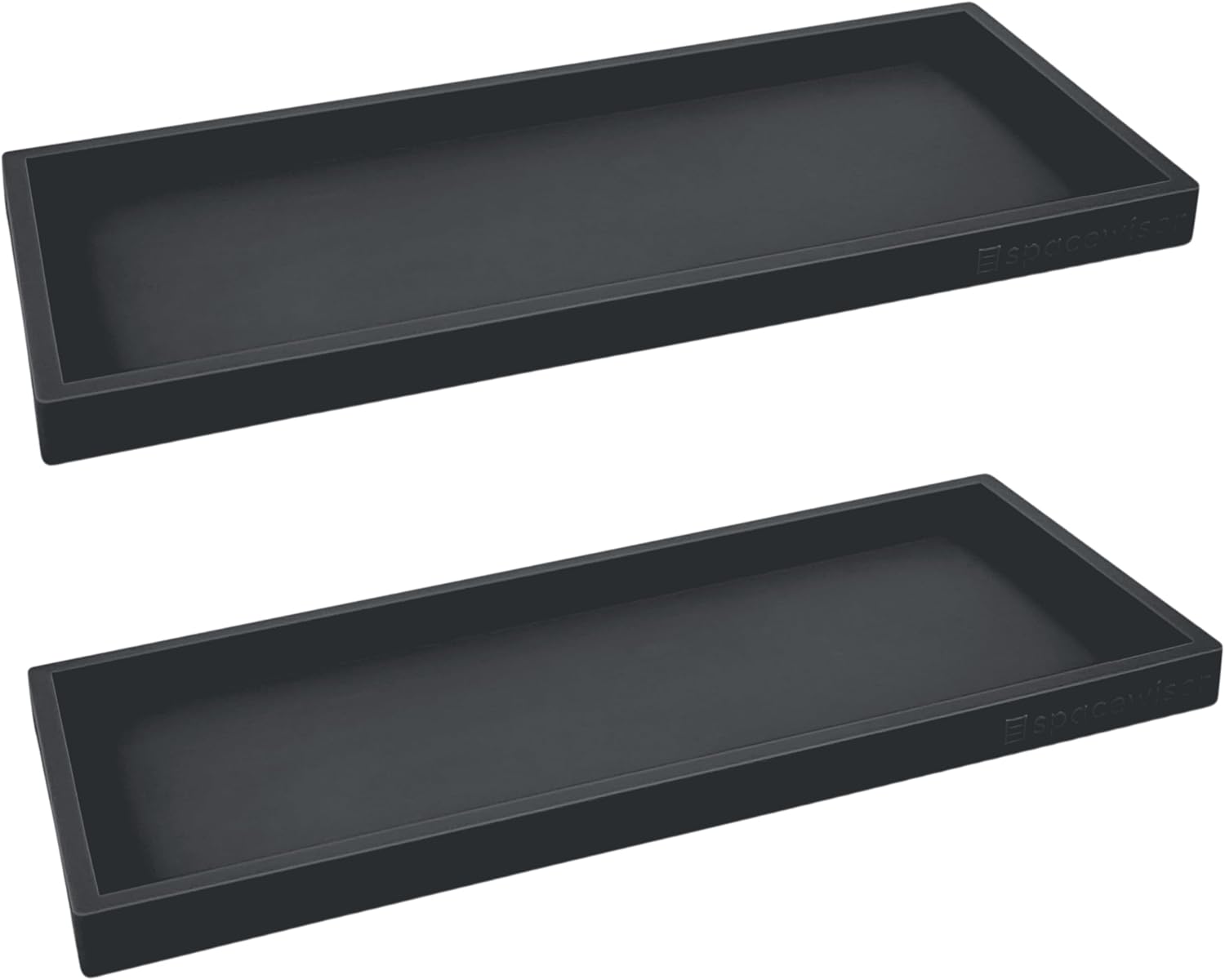 Countertop and Vanity Tray - 2 PC Large 11.7" Silicone Bathroom Trays, Counter Organizer, Dish Soap