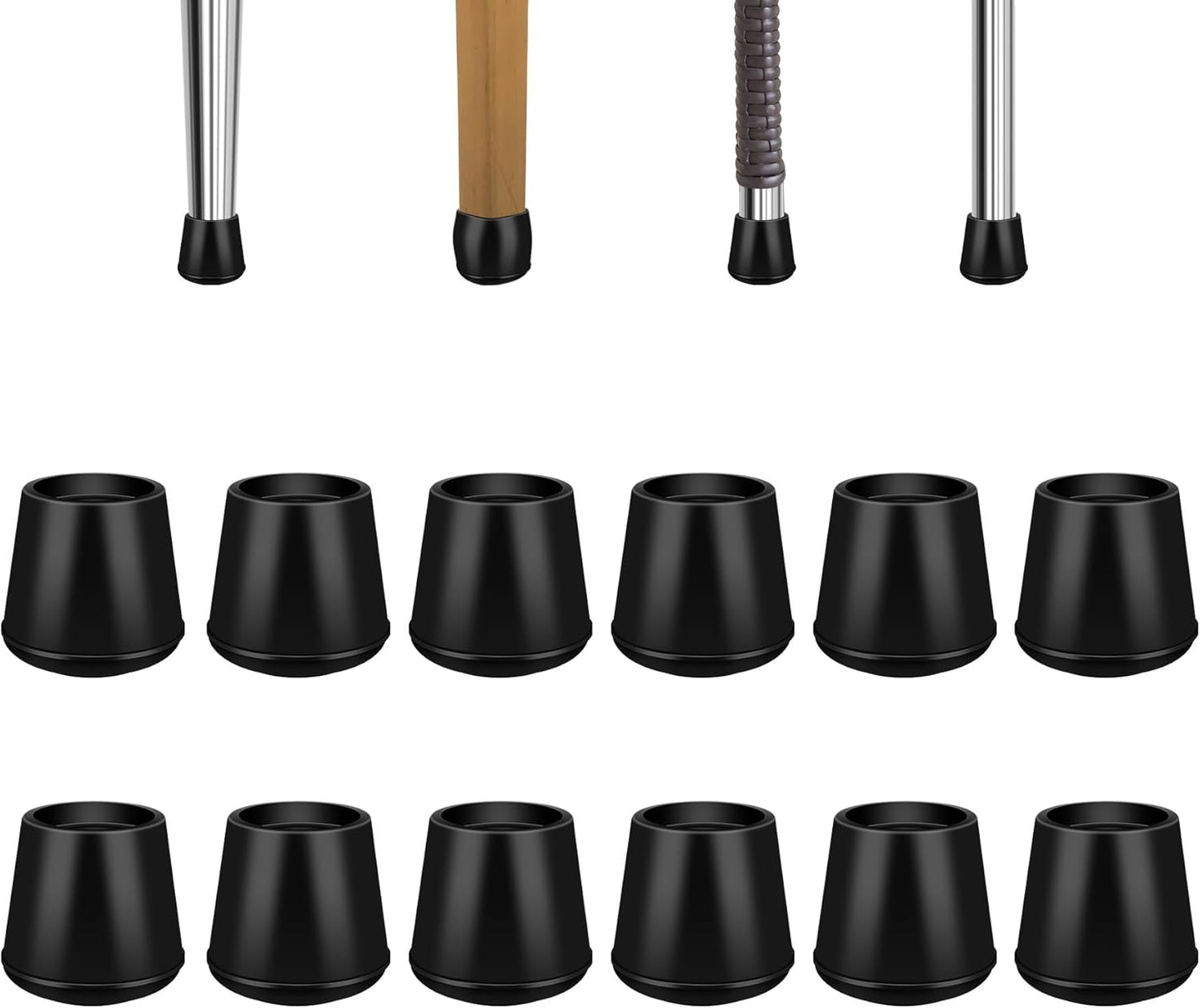 1/2" Round Rubber Chair Leg Tips Caps, 8 Pack Extra Small Chair Leg Floor Protectors Small