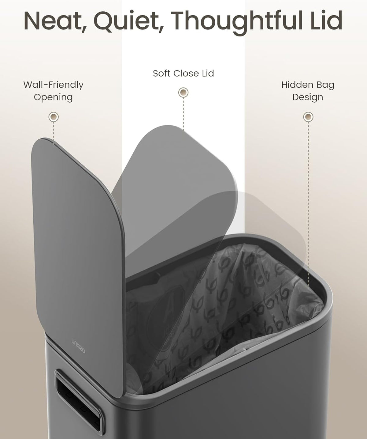Cesun Small Bathroom Trash Can with Lid Soft Close, Step Pedal, 5 Liter / 1.3 Gallon Stainless