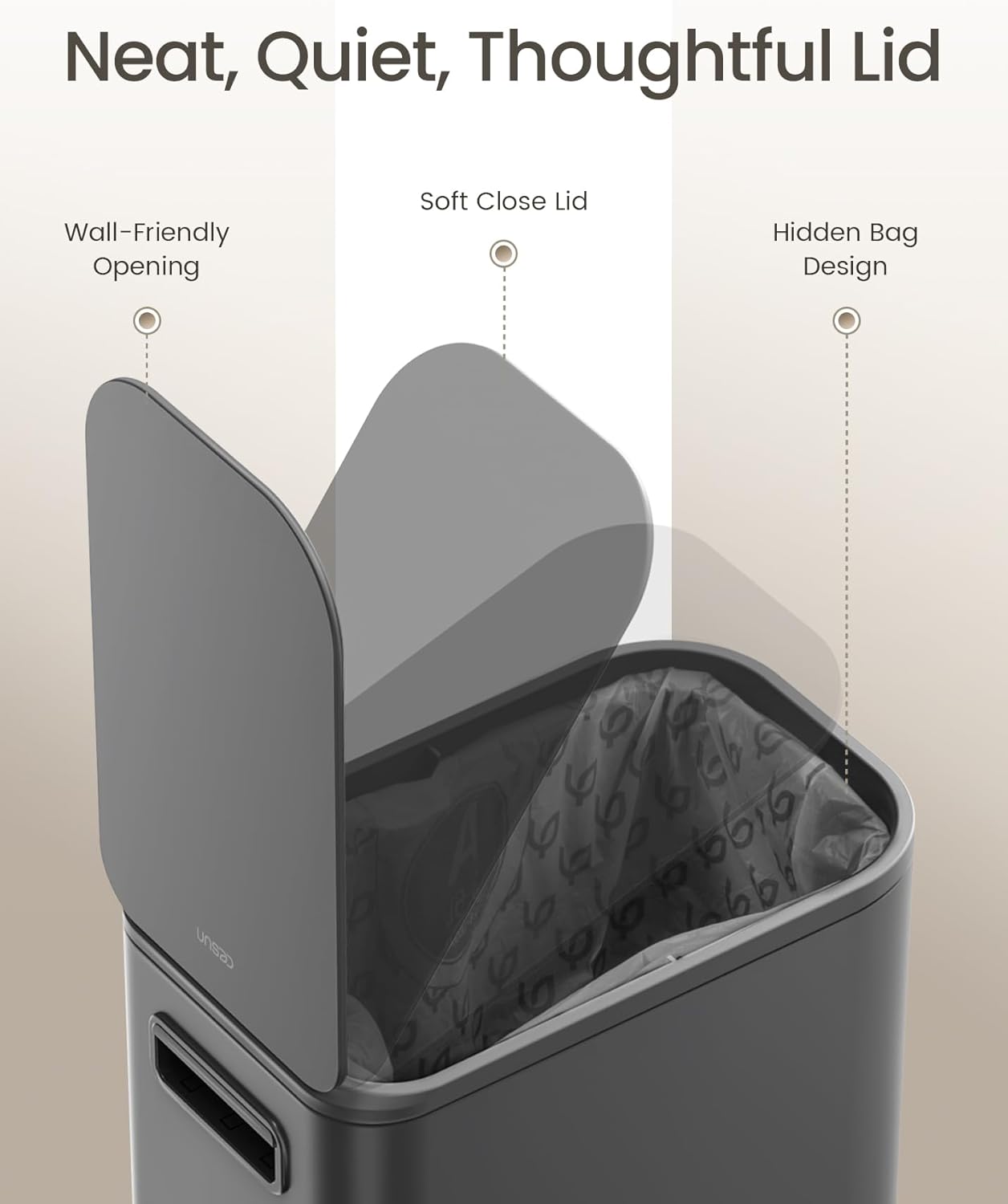 Cesun Small Bathroom Trash Can with Lid Soft Close, Step Pedal, 5 Liter / 1.3 Gallon Stainless