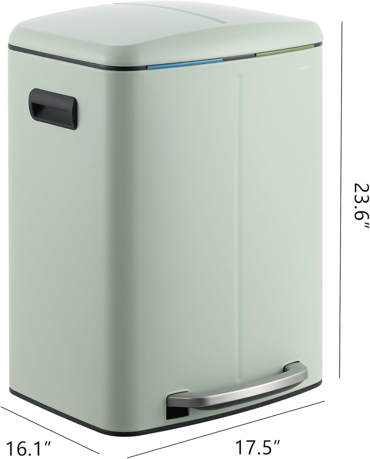 happimess HPM1005E Marco Rectangular 10.6-Gallon Double Bucket Trash Can with Soft-Close Lid