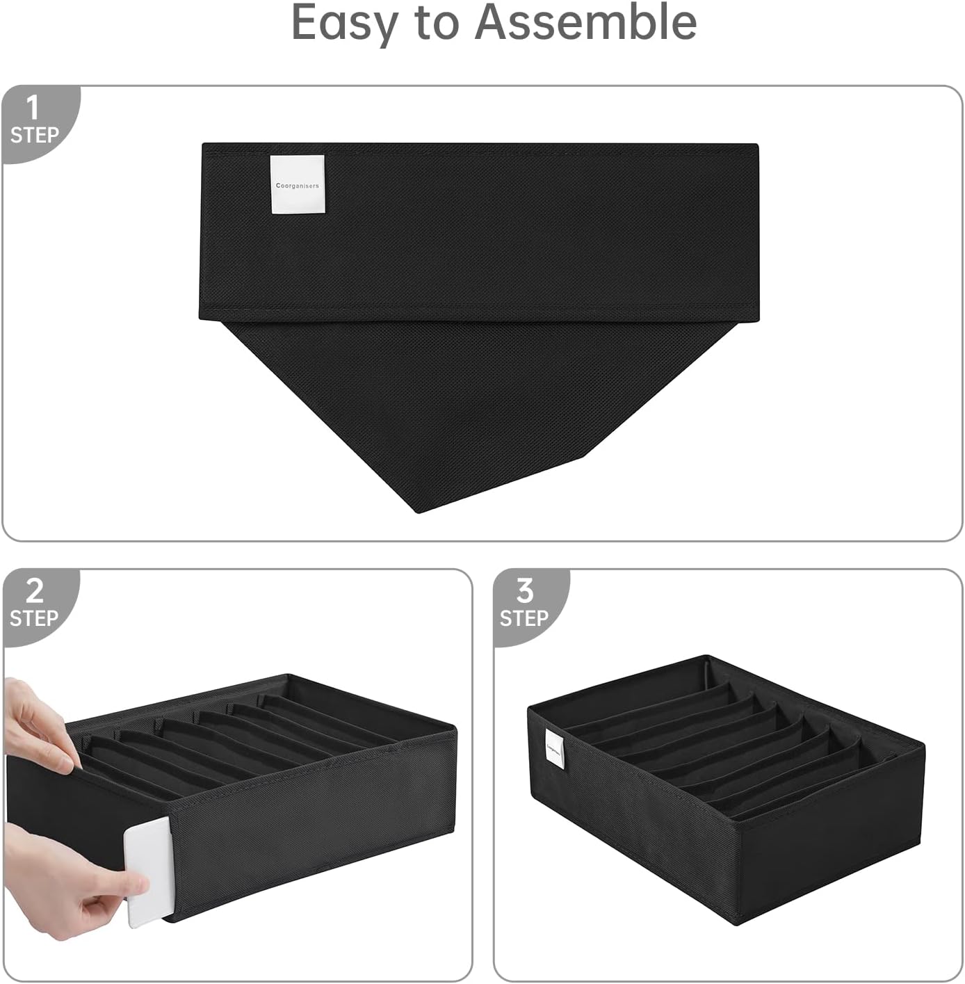 4 Packs T-shirt Drawer Organizers for Clothing,8 Grids Compartment Wardrobe Storage Box, Washable