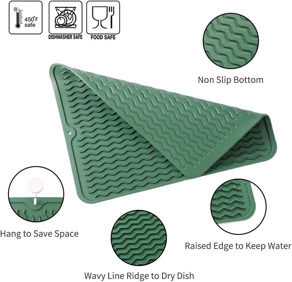 Silicone Dish Drying Mat for Multiple Usage,Easy clean,Eco-friendly,Heat-resistant Silicone Mat for