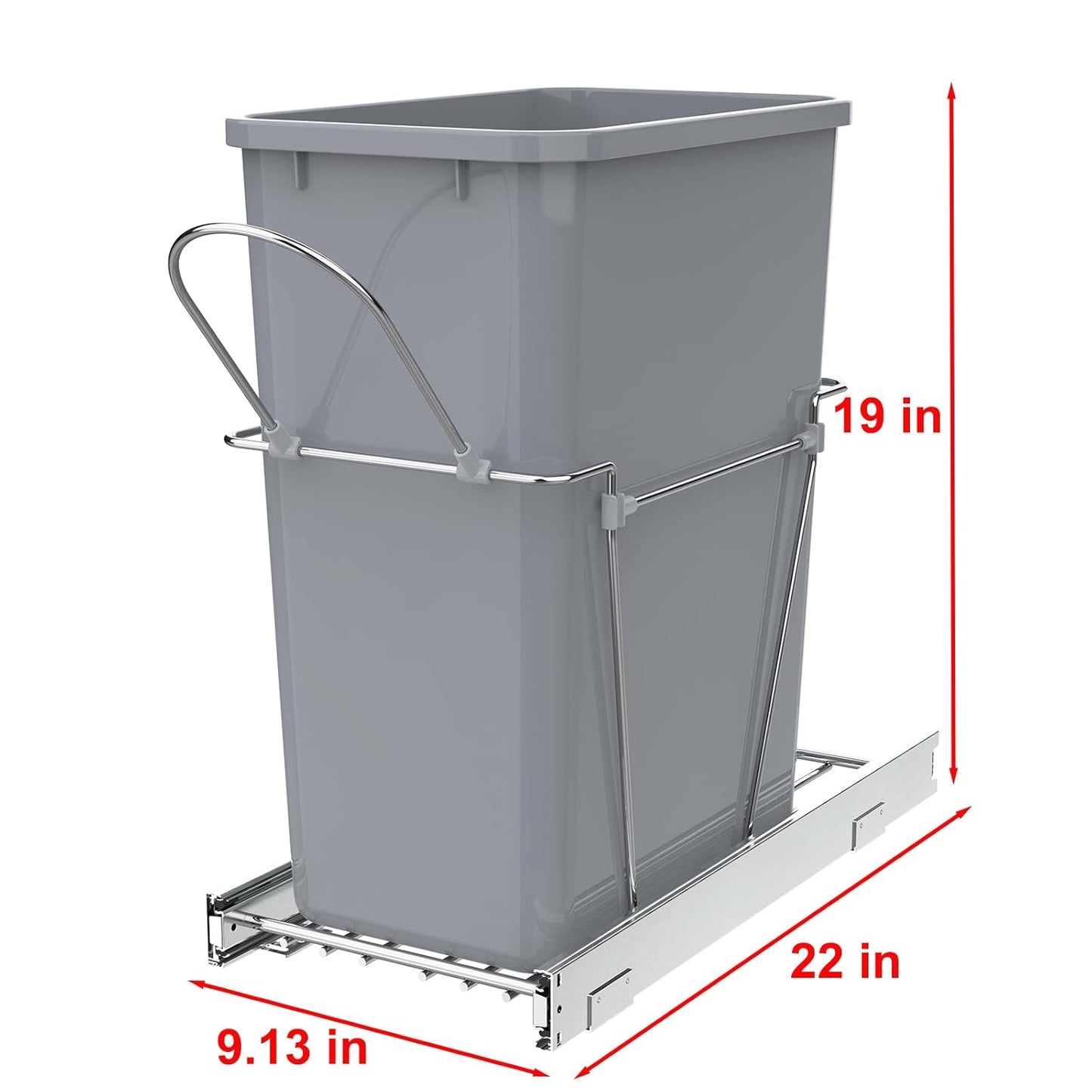 Single Pullout Trash Can for Under Kitchen Cabinets Include Single 35QT Trash Bin Doesn't Include