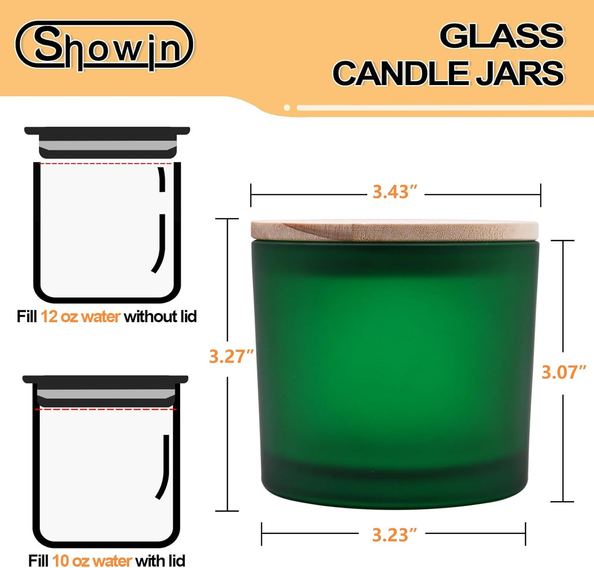 12 OZ Thick Candle Jars for Making Candles 12 Pcs, Empty Jars with Wood Lids for Spice Jars, Sample