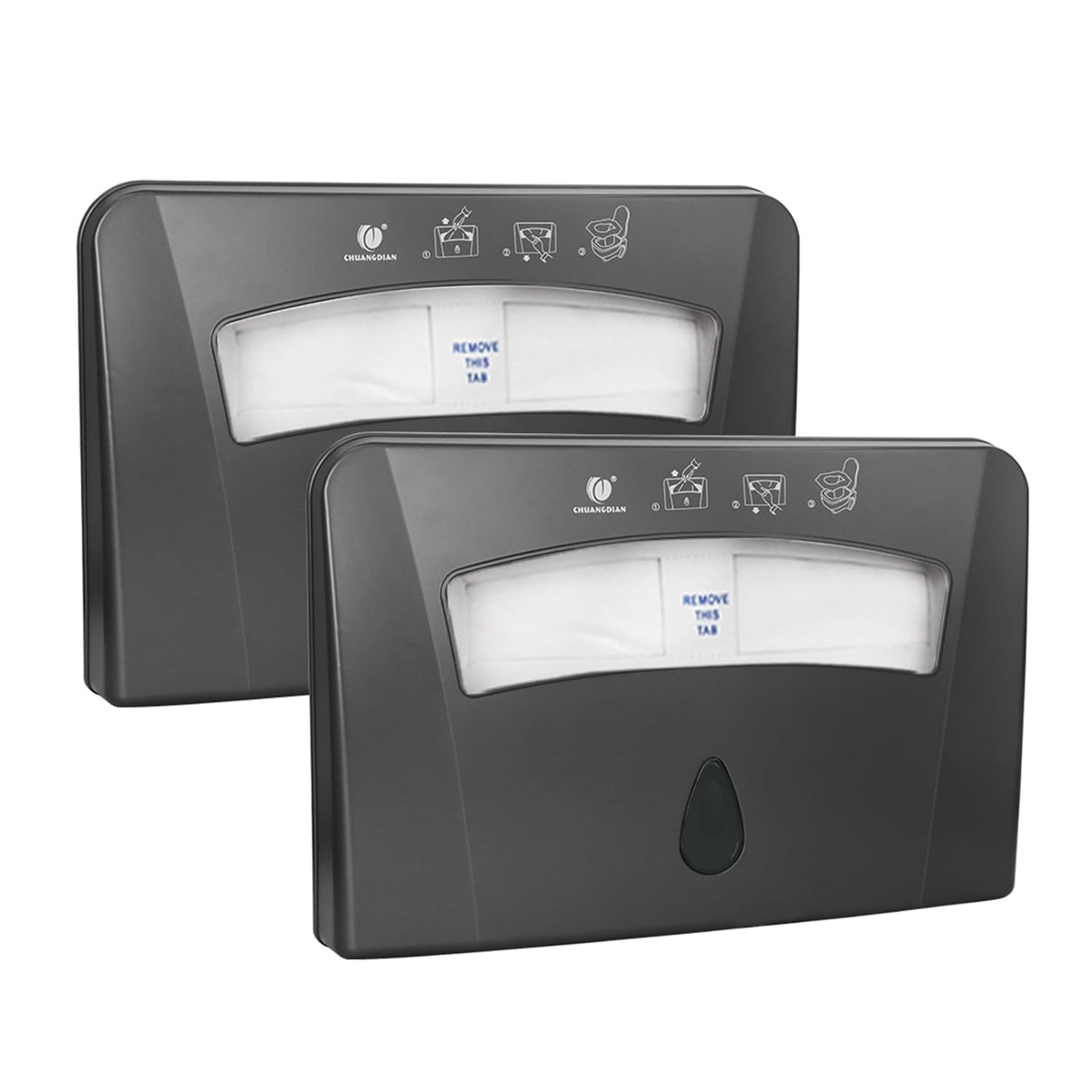 Toilet Seat Cover Dispenser (2-Pcs), Wall Mounted Compatible with Half-fold, CHUANGDIAN, Dark Grey