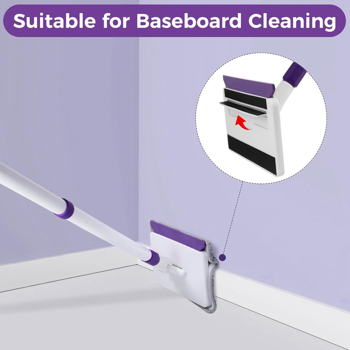 4 Mop Pads Refill for wlich Baseboard Cleaner(2 Chenille Pads+2 Microfiber Pads),Baseboard Cleaner