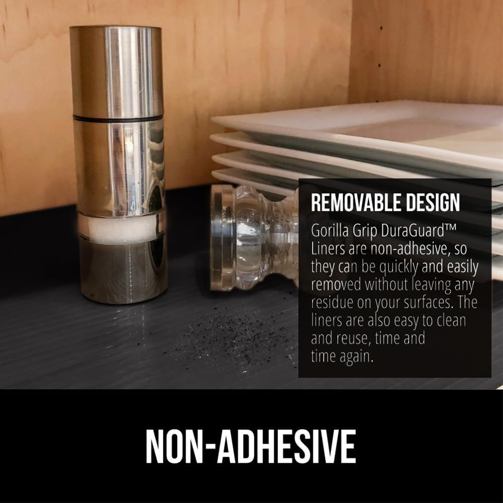 GORILLA GRIP DuraGuard Shelf Liner, Non-Adhesive Cabinet Liners for Kitchen Drawers, Shelves
