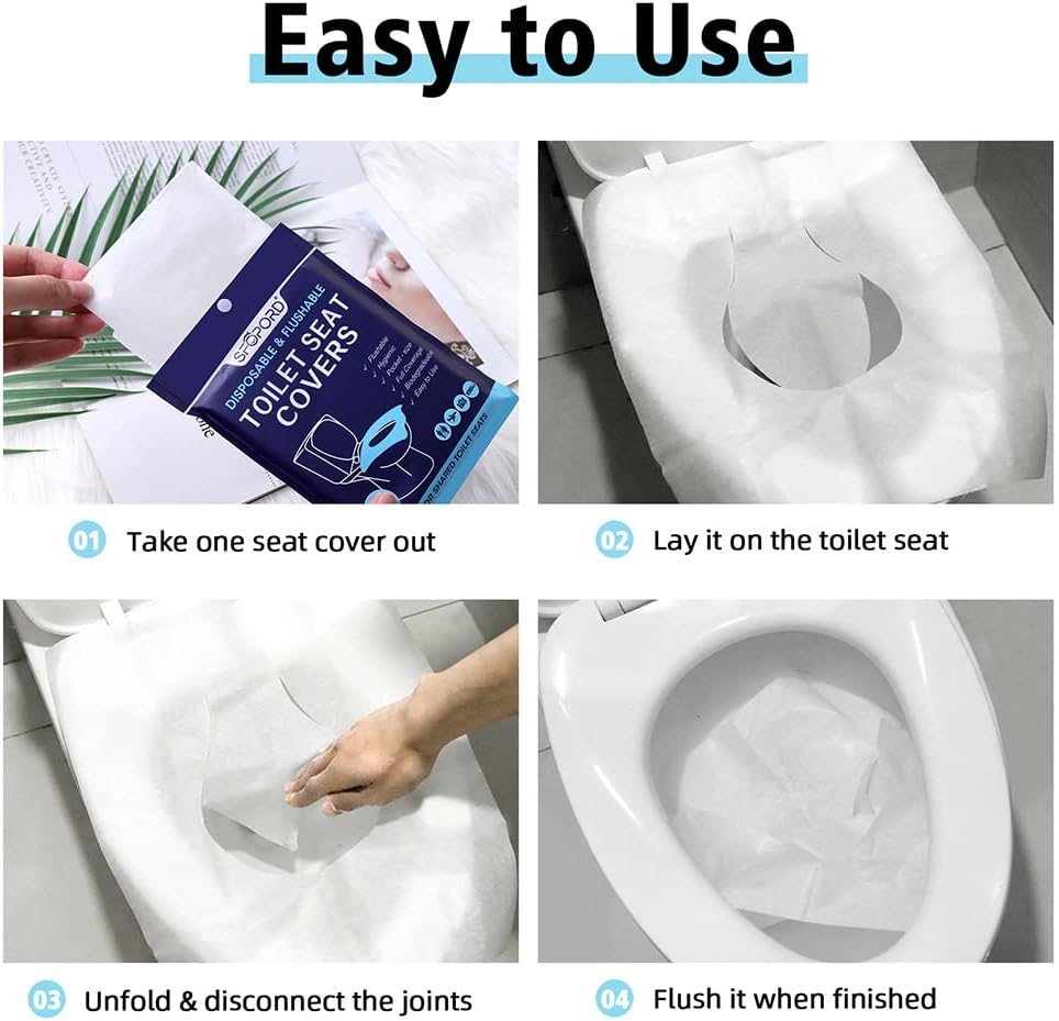XL 100PCS Toilet Seat Covers Disposable - Flushable Paper Toilet Seat Cover is Travel Accessories