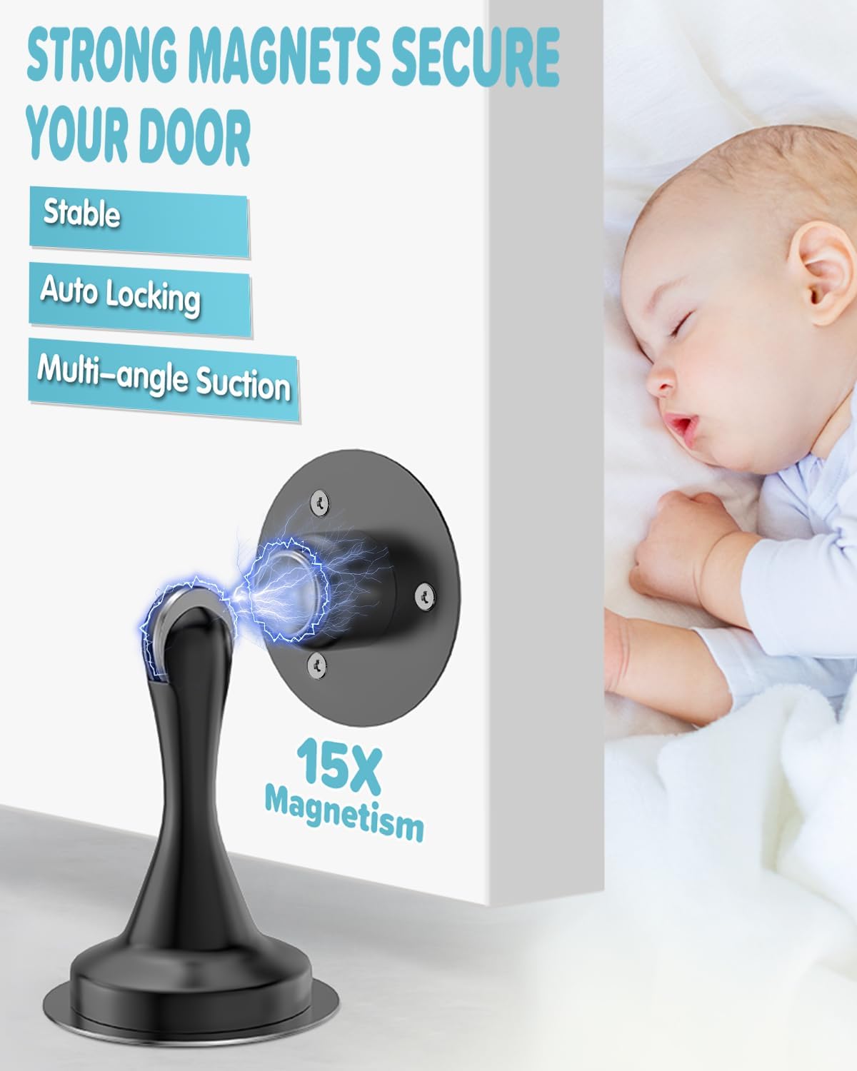 Door Stoppers Magnetic Door Catch - 1 Pack Stainless Steel Heavy Duty Door Stops for Bottom of