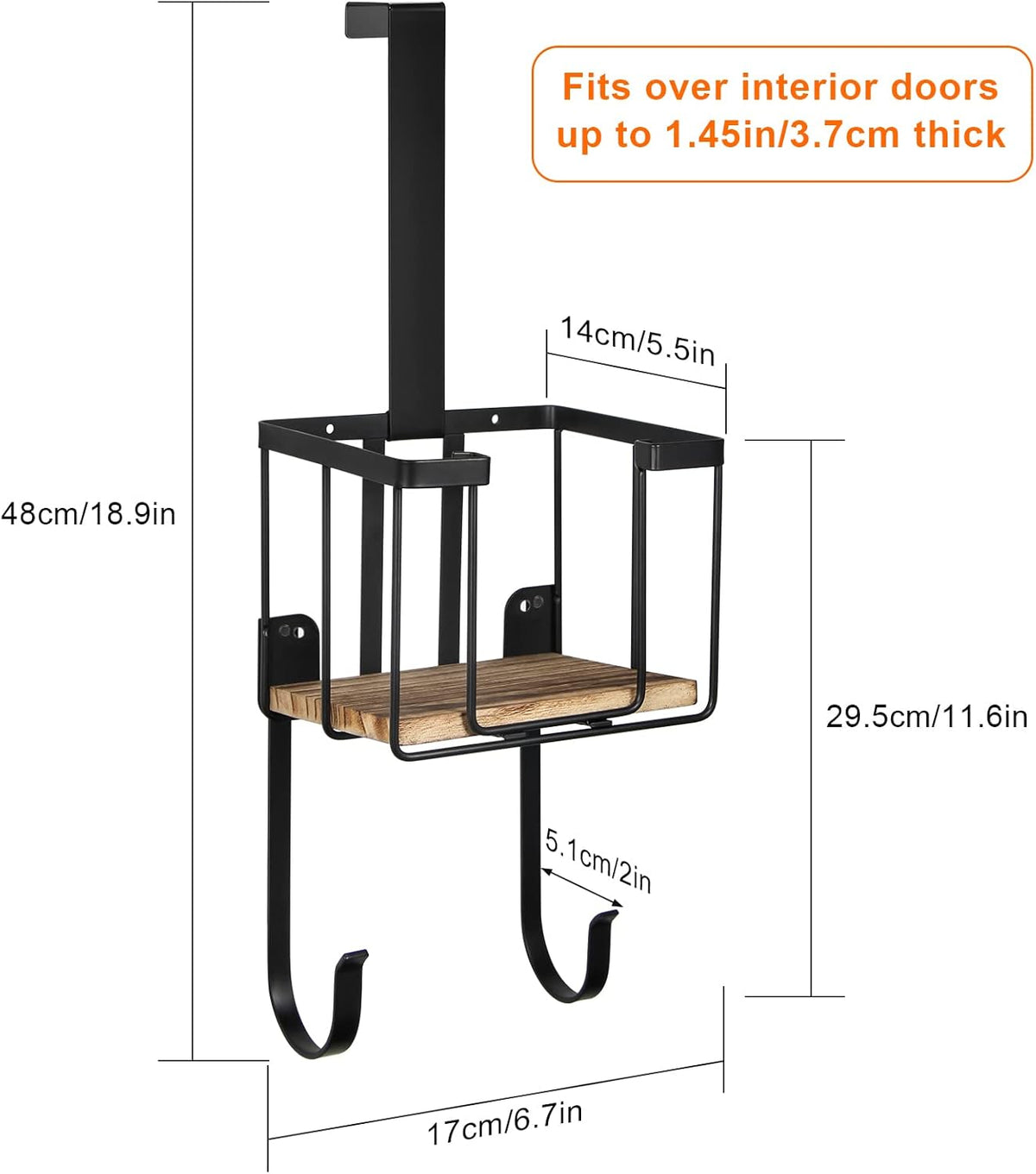 TJ.MOREE Wall Mount/Over The Door Ironing Board Holder with Large Storage Basket, Laundry Room Iron