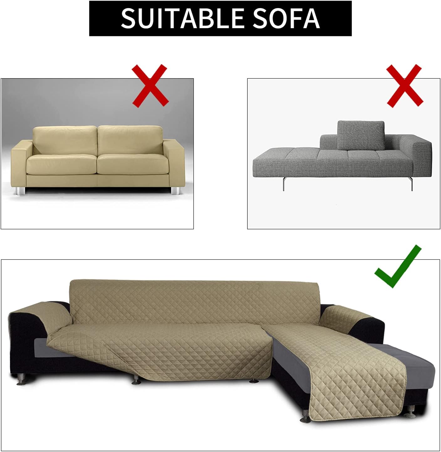Easy-Going L Shape Sectional Sofa Cover - Reversible Chaise Lounge Slipcover, Pet & Kid Friendly