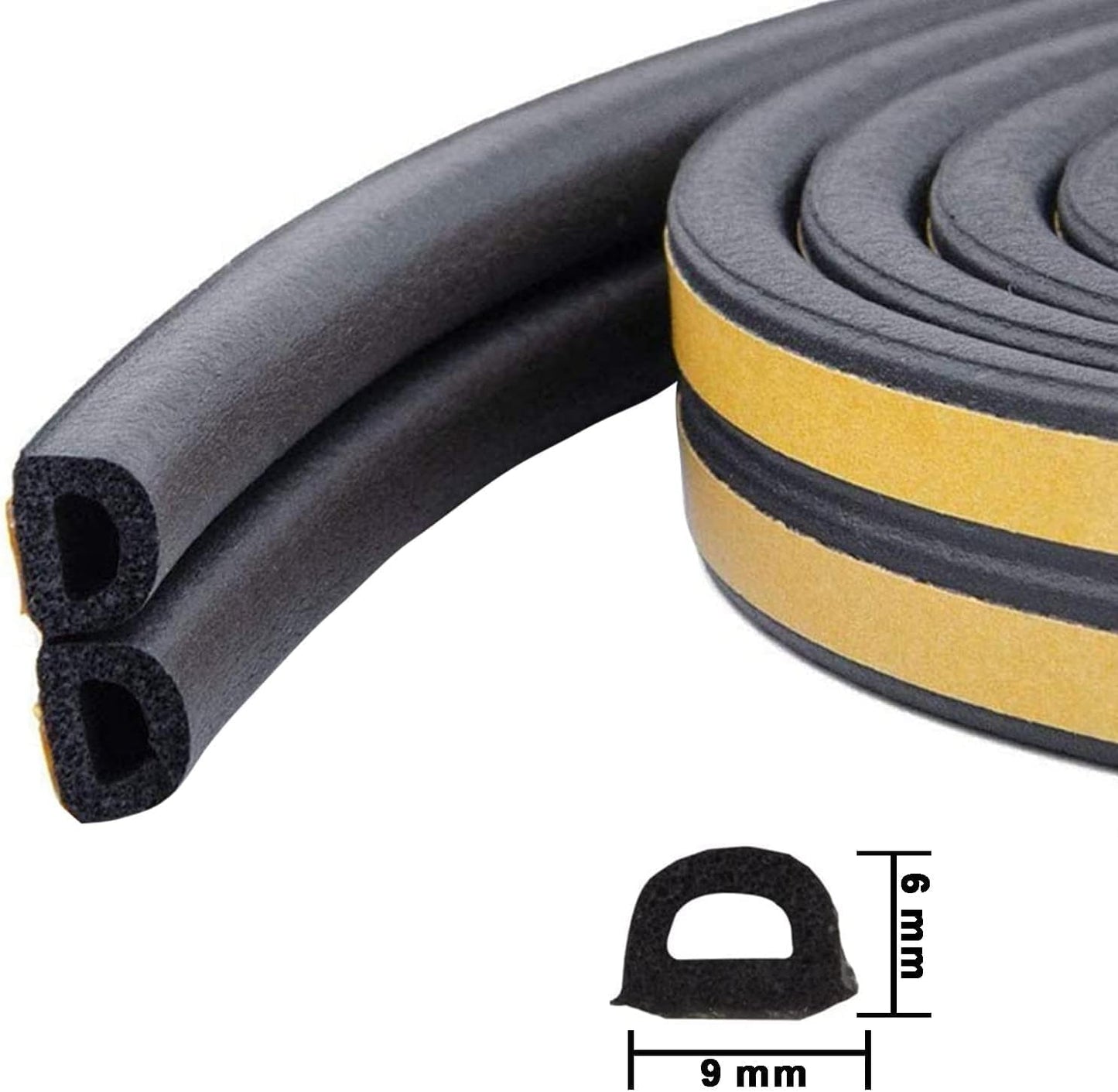 Weather Stripping Seal Strip Tape, Doors Windows Frame Self Adhesive D Type Foam Sealing Tape