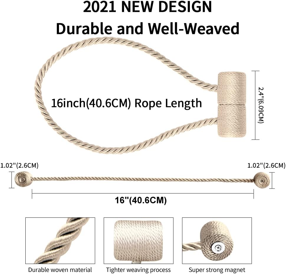 18 Inch Strong Magnetic Curtain Tiebacks, Curtain Holdbacks Modern Upgrade Strong 2021 New Twisted