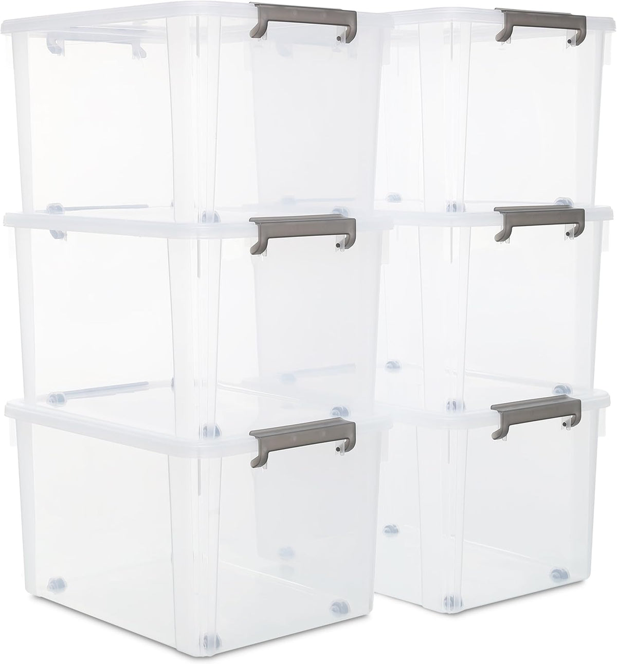 Citylife 6 Packs 58.1 QT Plastic Storage Bins with Lids Large Stackable Storage Containers for