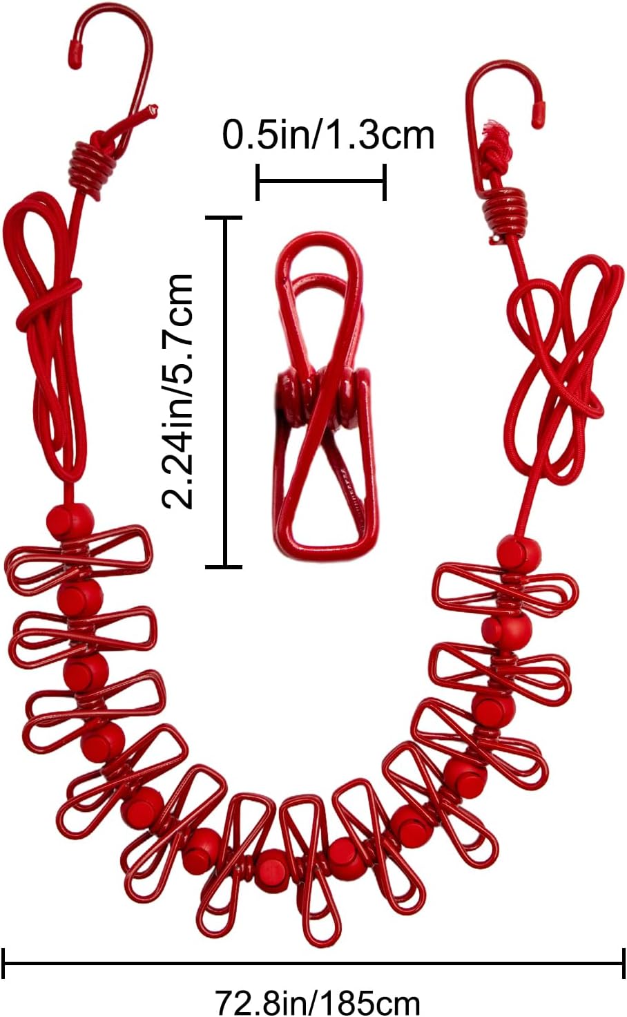 2 Pack Camping Clothesline Portable 12 Clothespins, Red Camping Accessories Travel Clothesline for