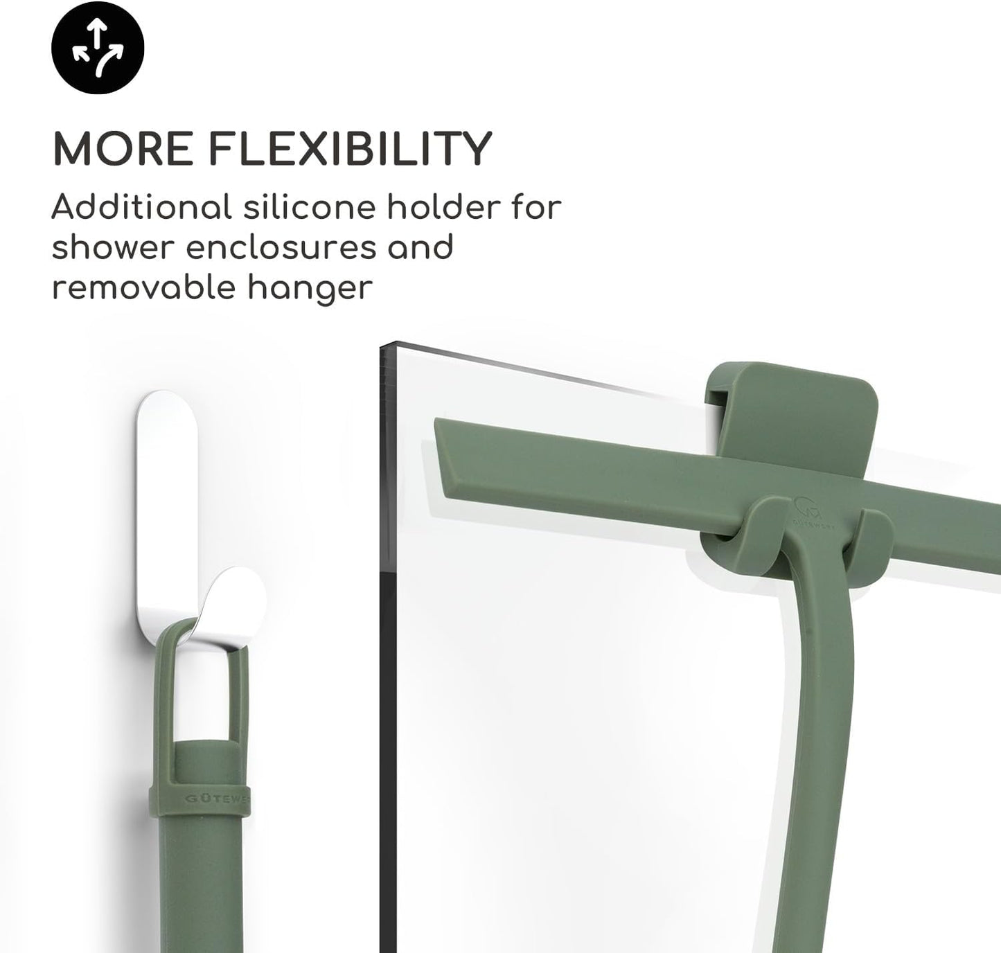 GÜTEWERK Shower Squeegee for Glass Doors, Silicone Window Squeegee, Bathroom and Glass Cleaning