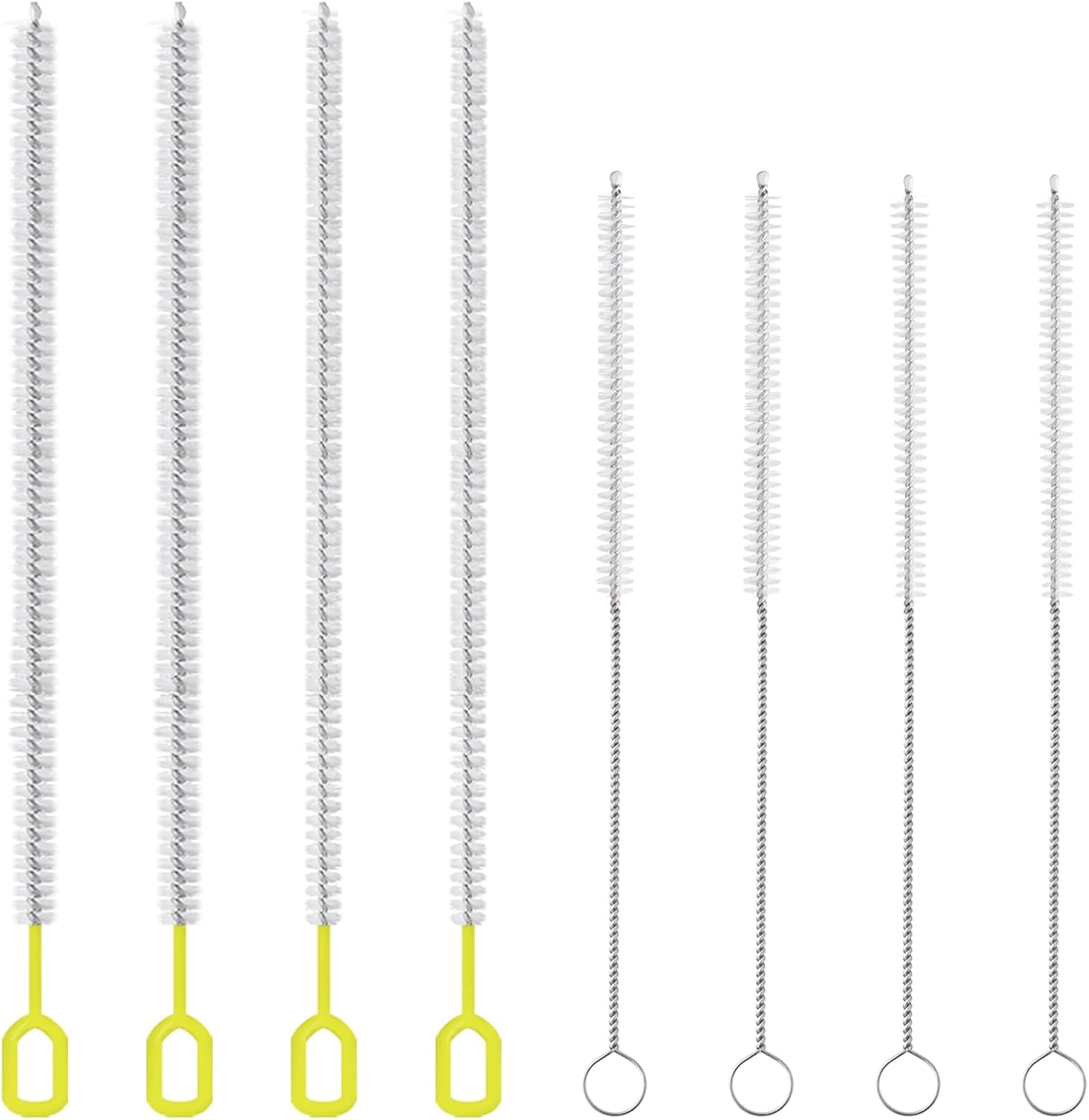 8-Piece Straw Cleaner Brush Set for Cleaning Straws - (4-Size) Extra Long Nylon Pipe Cleaners