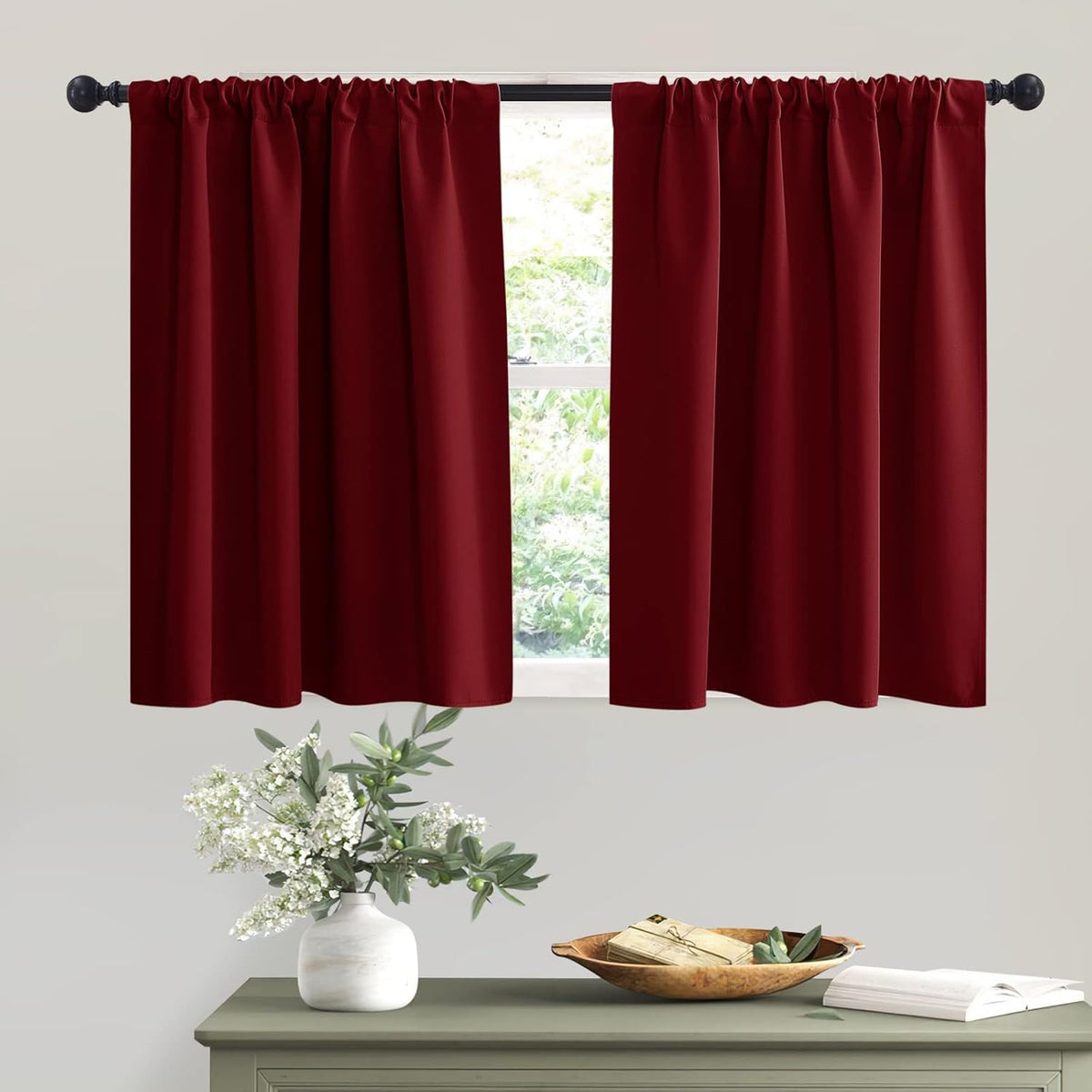 RYB HOME Curtains for Bedroom 63 inches Long, Blackout Thermal Insulating Window Treatment Drapes