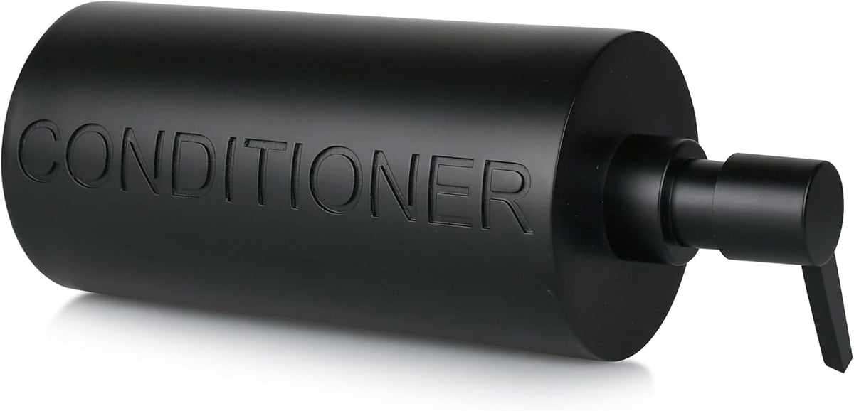Matte Black Conditioner Dispenser Luxurious Refillable Pump Bottle with Black Resin Pump and