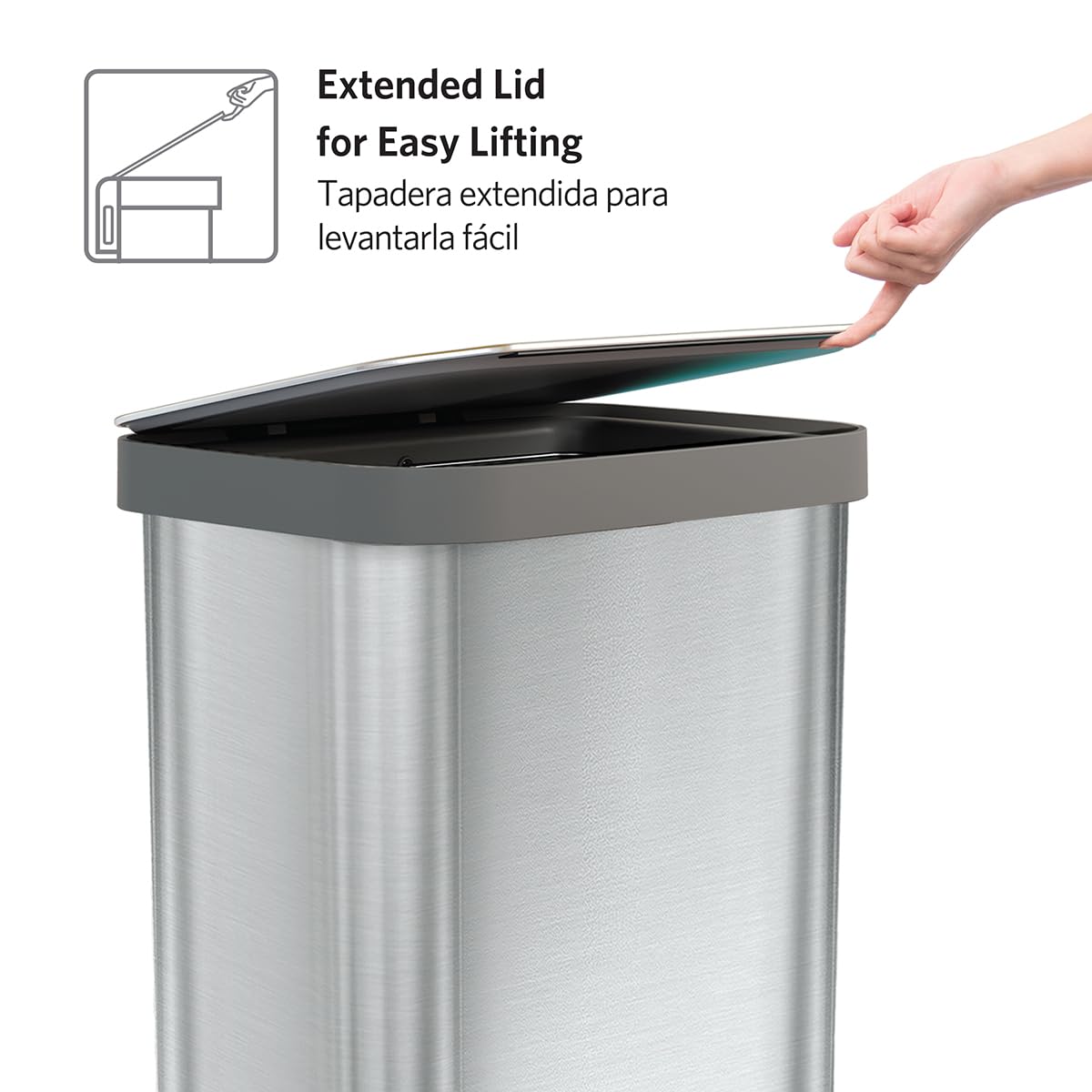 Glad Stainless Steel Step Trash Can, Series 2 with Clorox Protection - Large Metal Kitchen Garbage