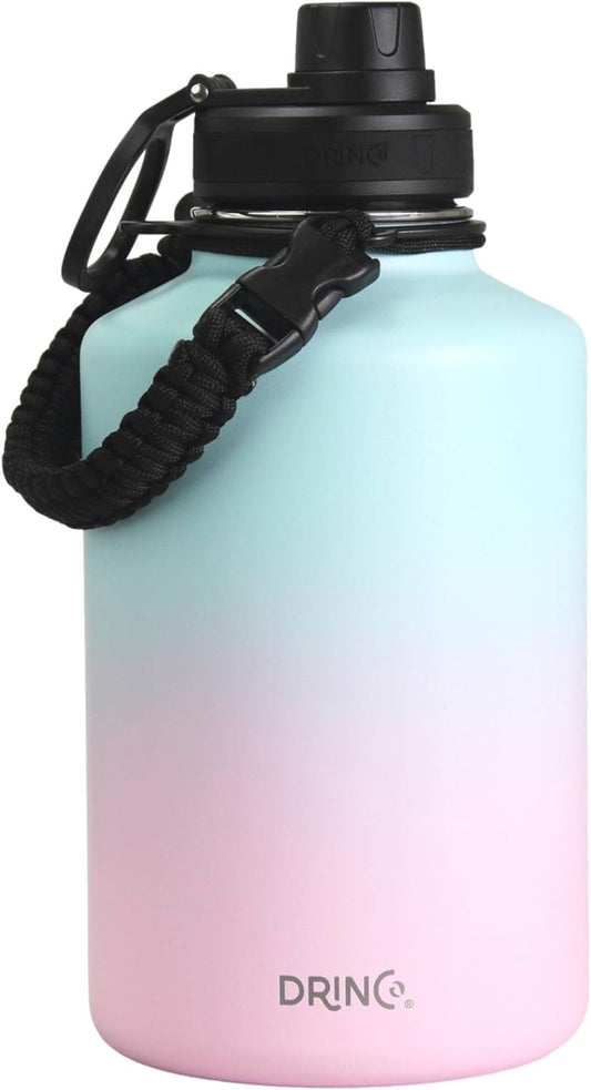 DRINCO Stainless Steel Water Bottle Spout Lid Vacuum Insulated Double Wall Water Bottle Wide Mouth
