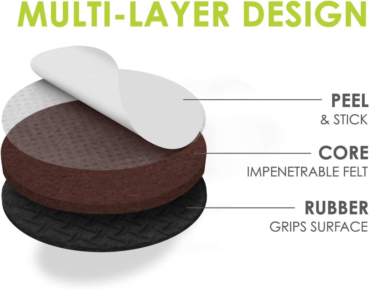 GorillaPads 1 Inch Non-Slip Furniture Pads/Gripper Feet Skids (Set of 32) Self Adhesive Rubber