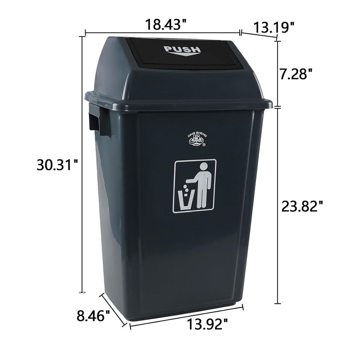 4 Pack 18 Gal Plastic Garage Can with Swing Lid, Heavy-Duty Recycle Bin, Trash Can/Waste Container
