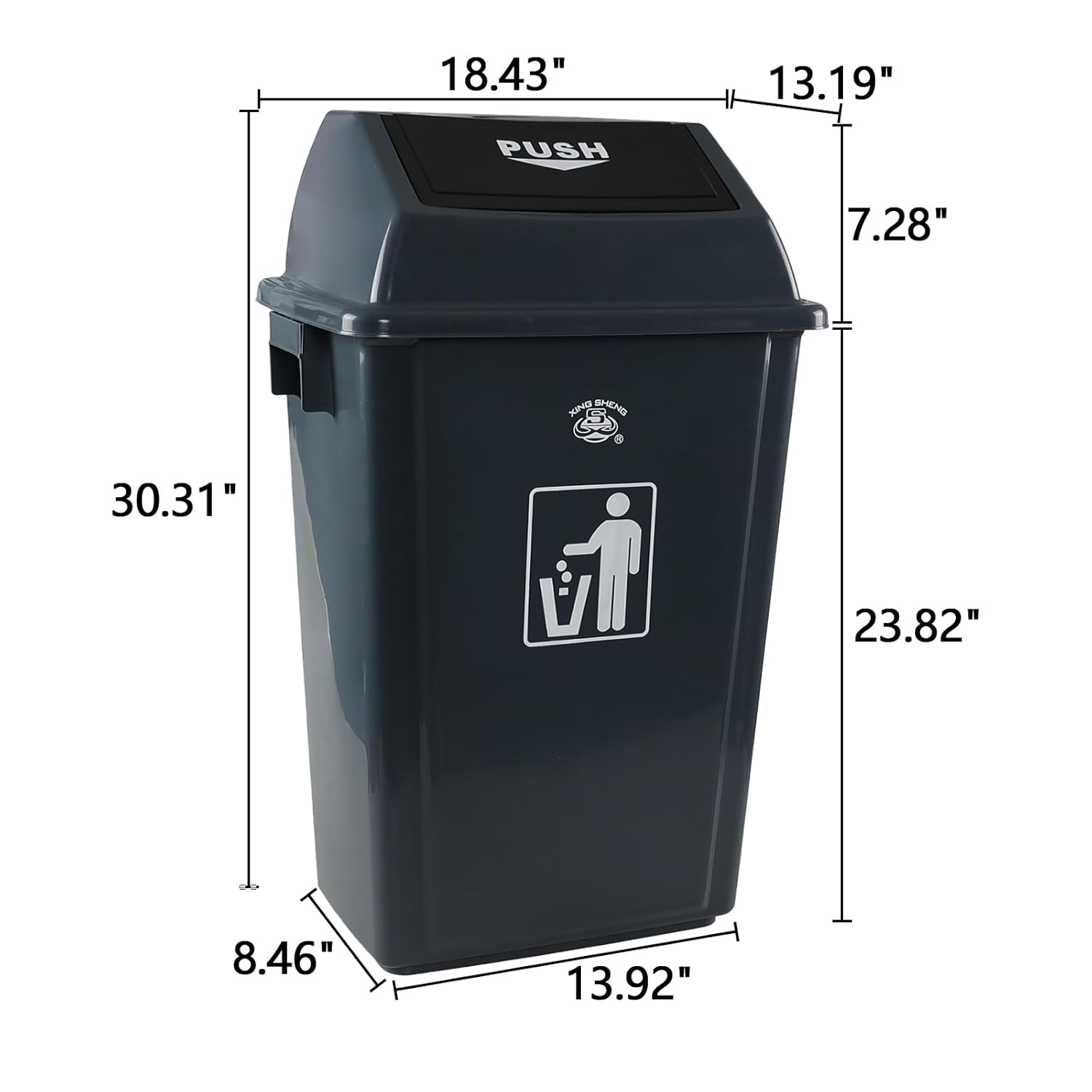 4 Pack 18 Gal Plastic Garage Can with Swing Lid, Heavy-Duty Recycle Bin, Trash Can/Waste Container