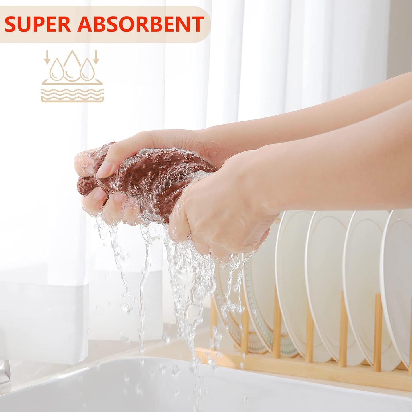 Homaxy 100% Cotton Waffle Weave Kitchen Dish Cloths, Ultra Soft Absorbent Quick Drying Dish Towels
