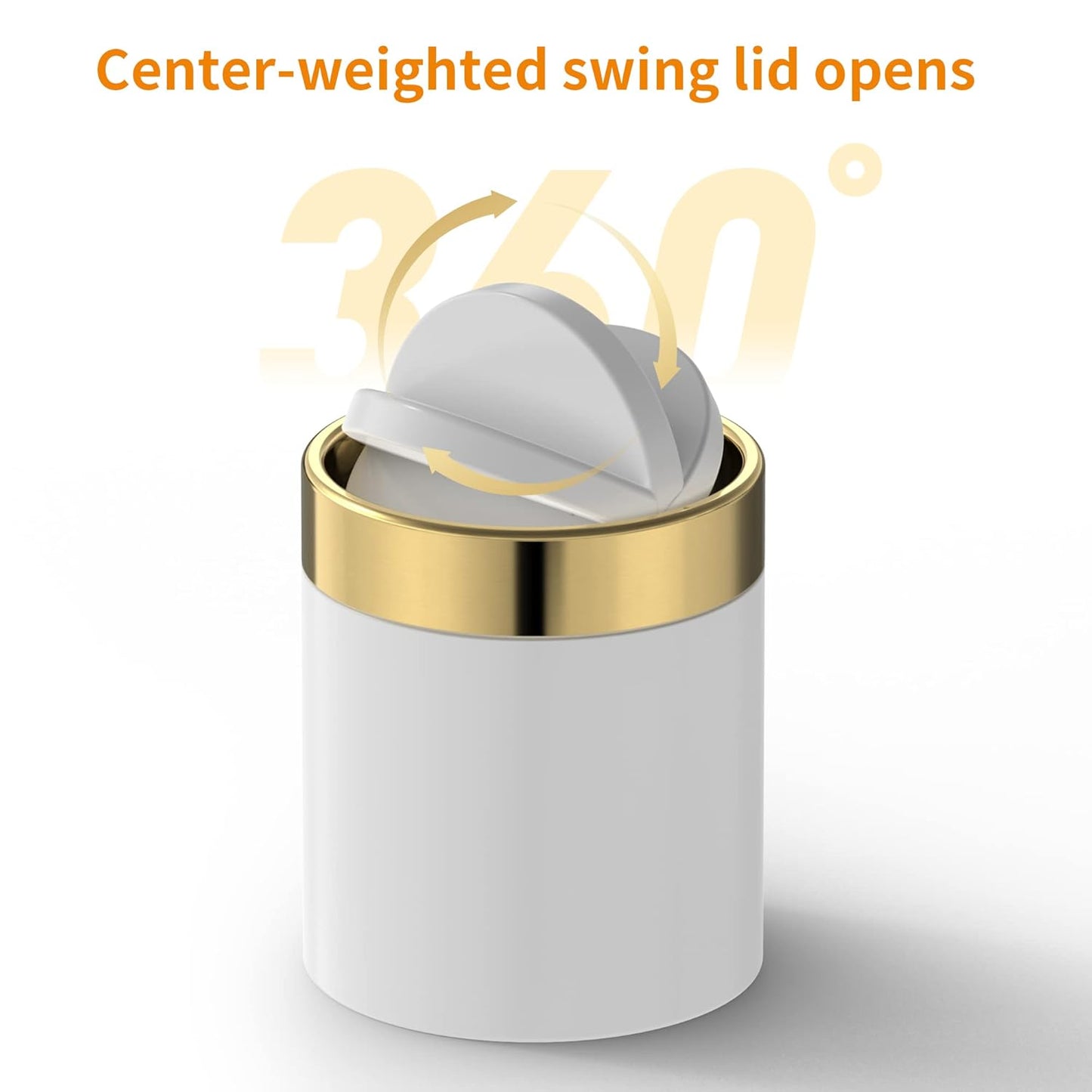 Mini Trash Can with Lid, Desktop Small Trash Can Recycling Bin Cute Metal Garbage Can for Tabletop