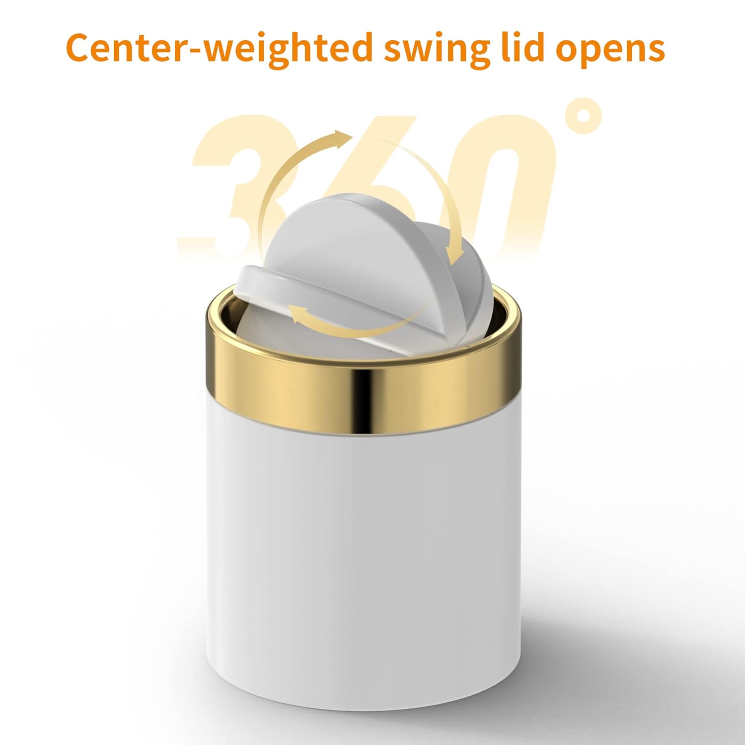 Mini Trash Can with Lid, Desktop Small Trash Can Recycling Bin Cute Metal Garbage Can for Tabletop