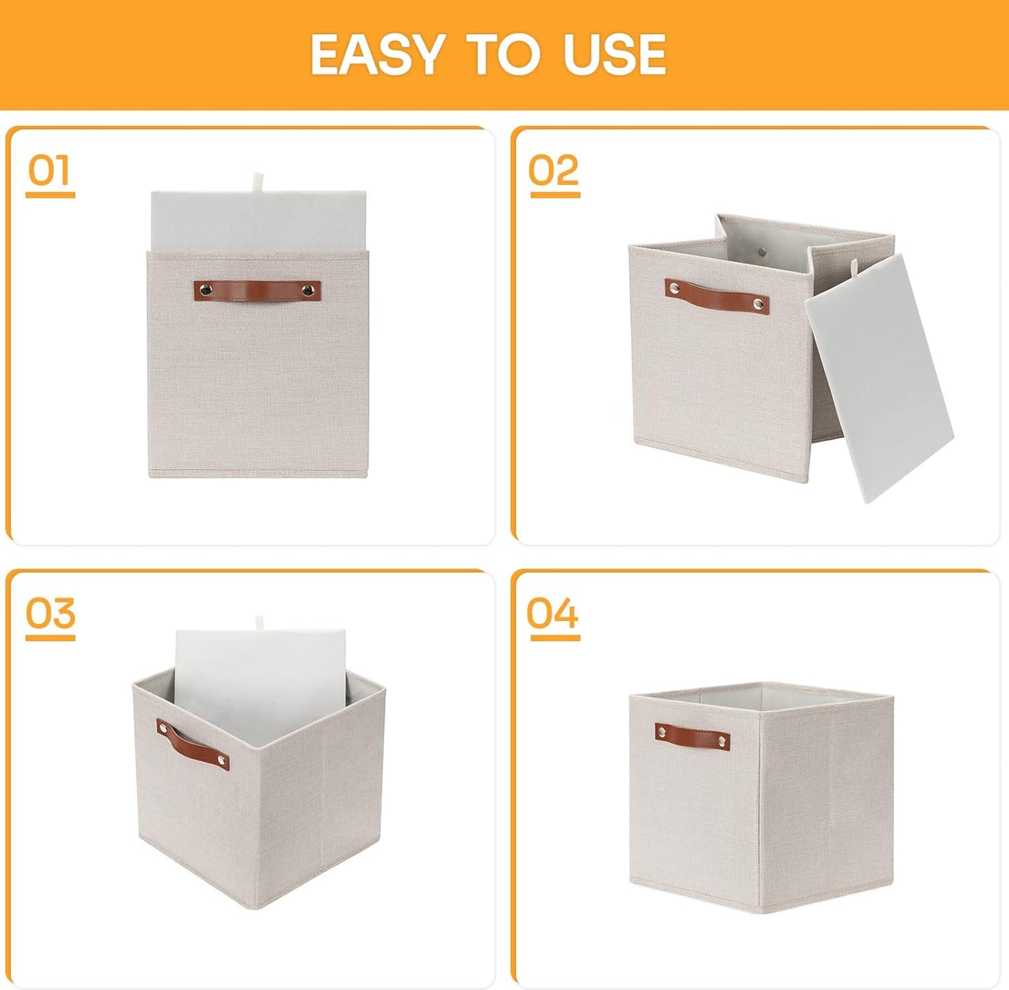 DULLEMELO Storage Boxes for Shelves Closet Storage,Sturdy Home Organization Bins for Gifts